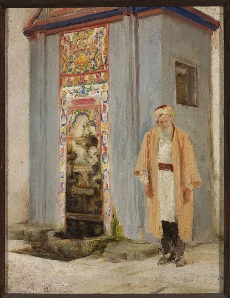 Local man by the fountain in Bakhchisaray. From the journey to Crimea