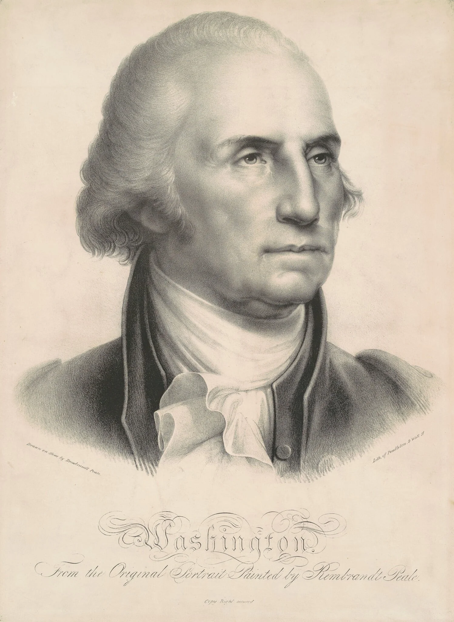 Washington, by Rembrandt Peale, ink, 1832