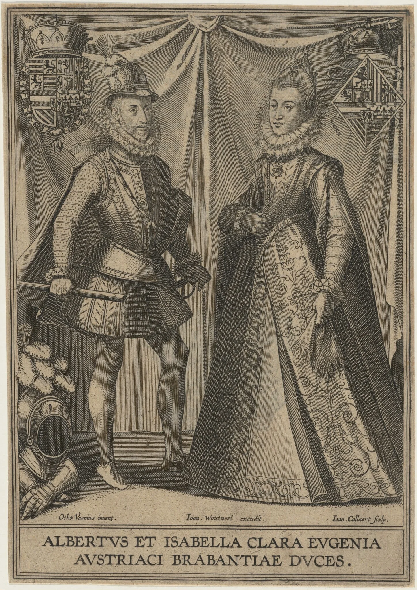 Archduke Albert and Isabella Clara Eugenie of Austria, by Hans the Younger Collaert, ink, 1600