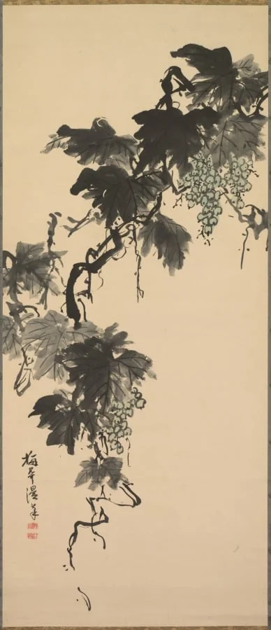 Grapes, by Sugai Baikan, unspecified, 1804