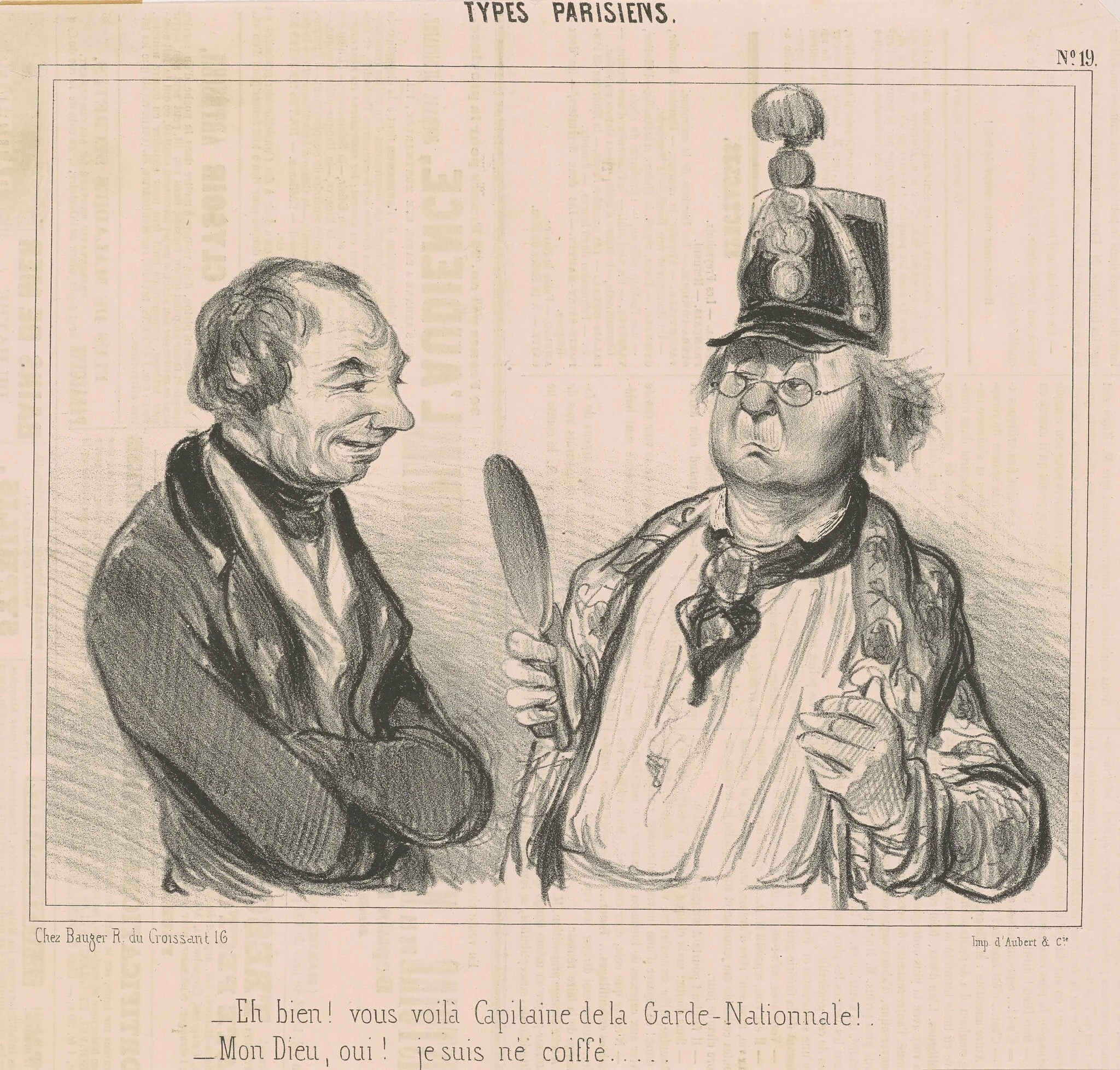 Eh bien! Vous voila capitaine de la garde nationale, by Honoré Daumier, ink, 1840
