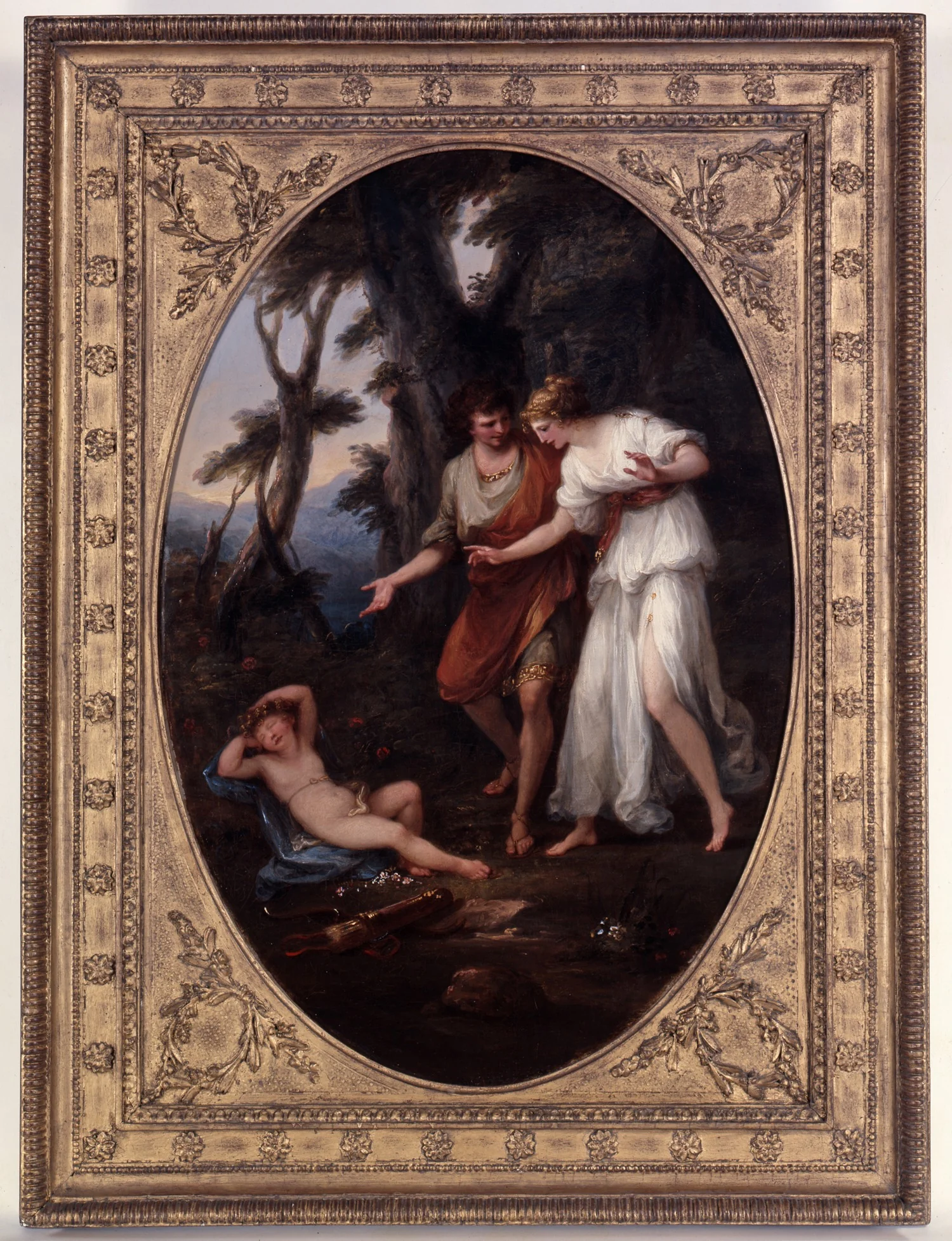 Cephise and her Lover discover the sleeping Cupid in the Woods of Idalia