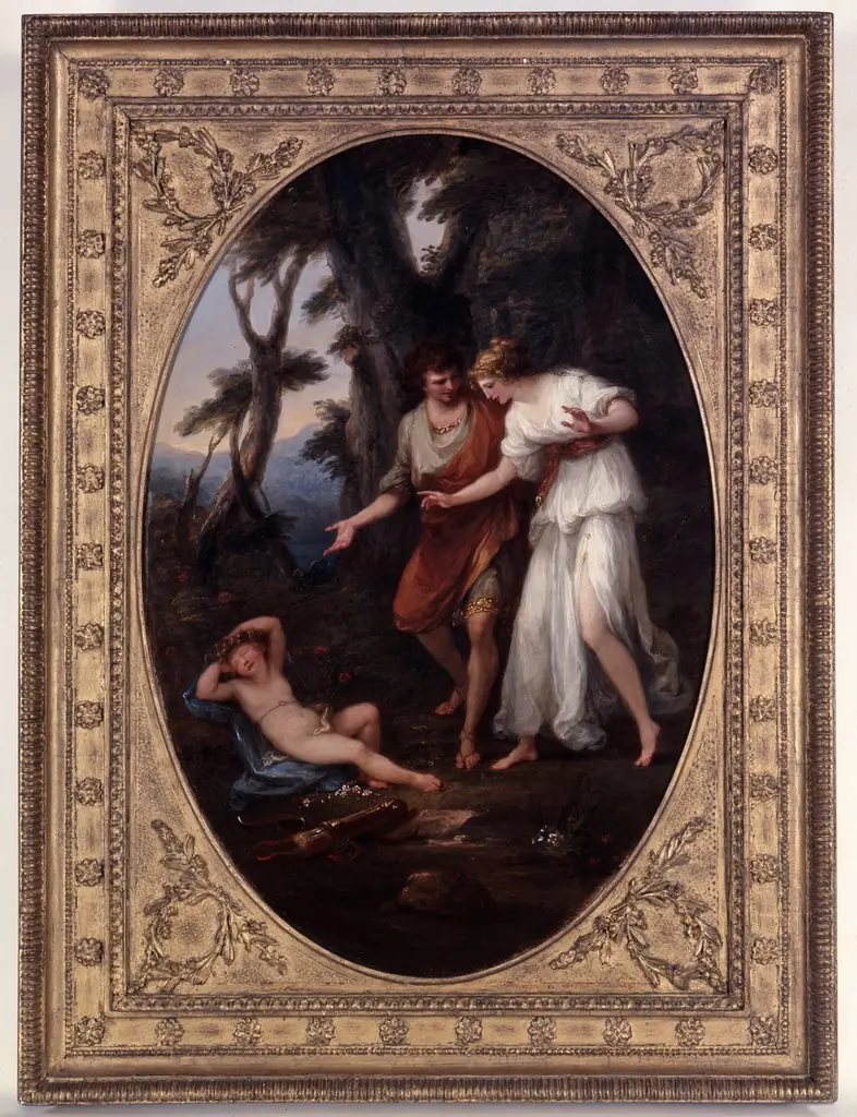 Cephise and her Lover discover the sleeping Cupid in the Woods of Idalia