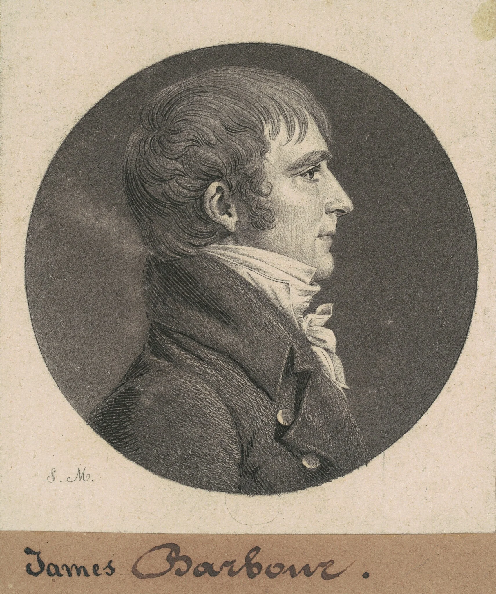 James Barbour, by Charles Balthazar Julien Févret de Saint-Mémin, ink, 1808