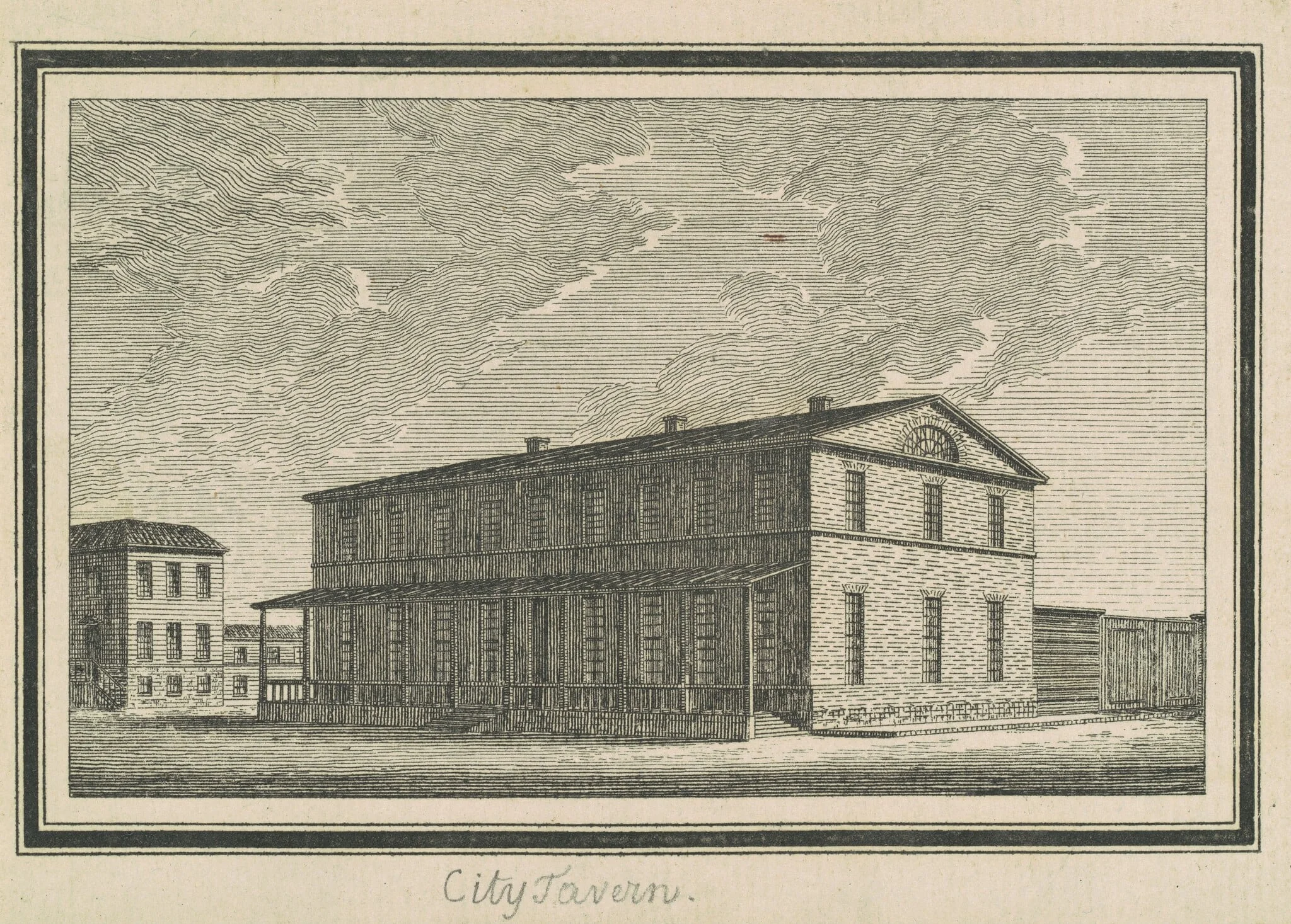 Esperanza, City Tavern, by Charles Balthazar Julien Févret de Saint-Mémin, ink, 1795
