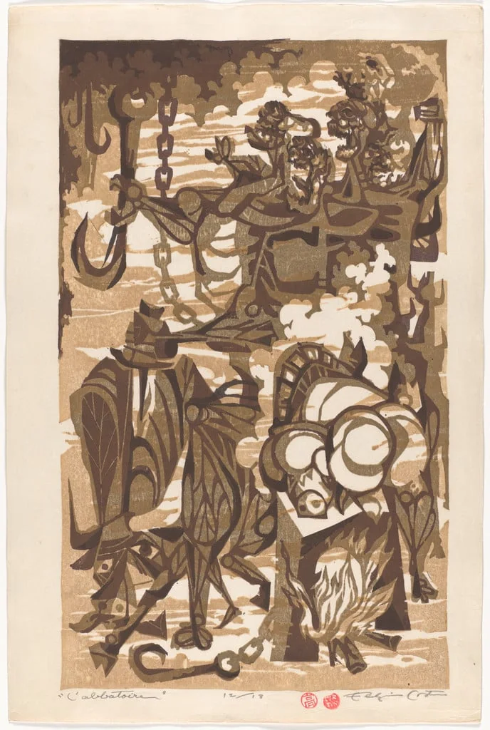 Untitled, by Eldzier Cortor, ink, 1955