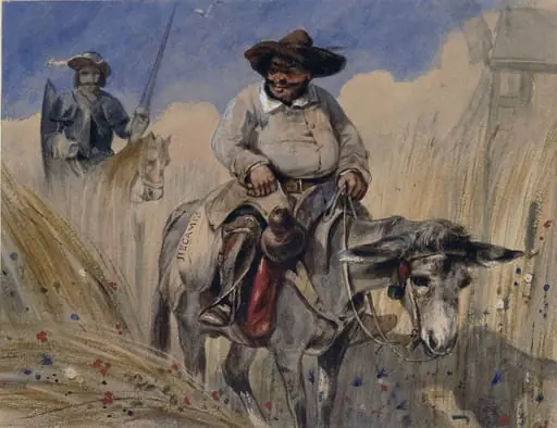 Don Quixote and Sancho Panza in the corn