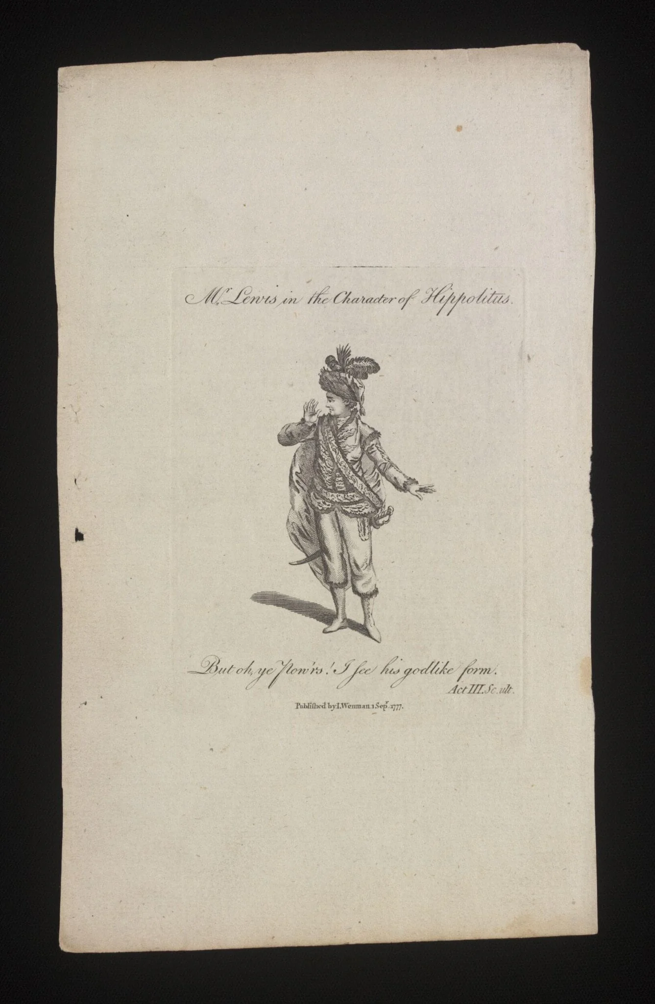 Mr. Lewis in the character of Hippolitus, by Unknown, 1
