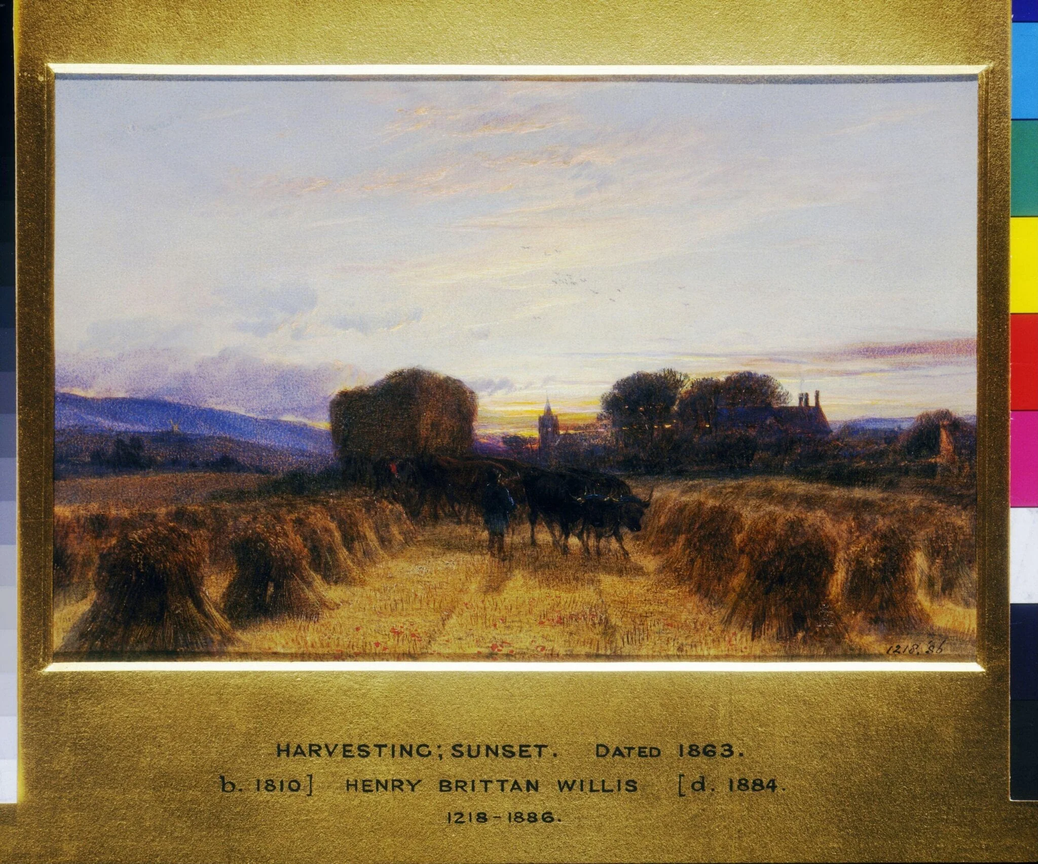 Harvesting : Sunset, by Henry Brittan Willis, watercolor, 1863