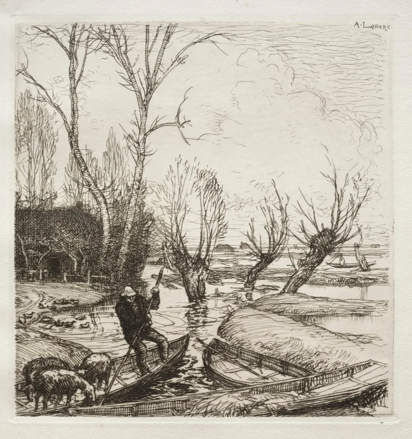 Au Marais Inondé:  Le Bergère, by Auguste Lepère, 1894