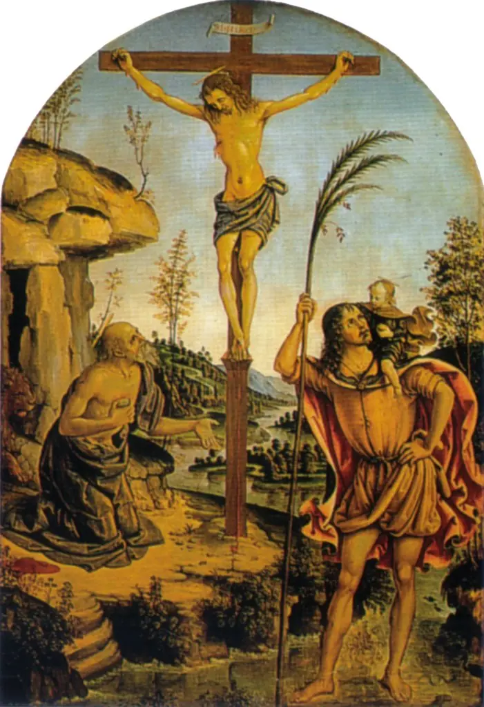 Crucifixion Between Saints Jerome and Christopher