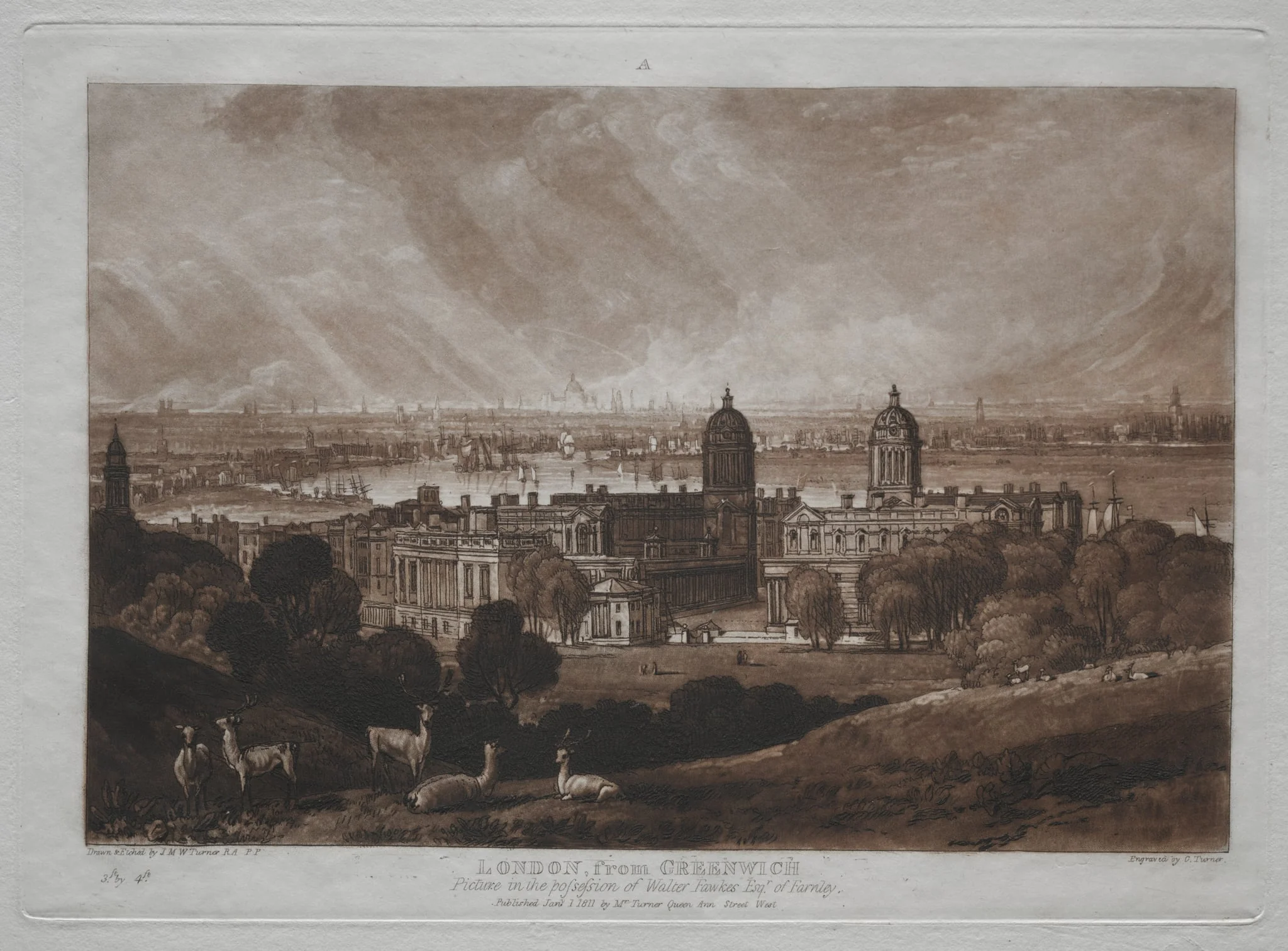 Liber Studiorum:  London from Greenwich, by Joseph Mallord William Turner, 1823