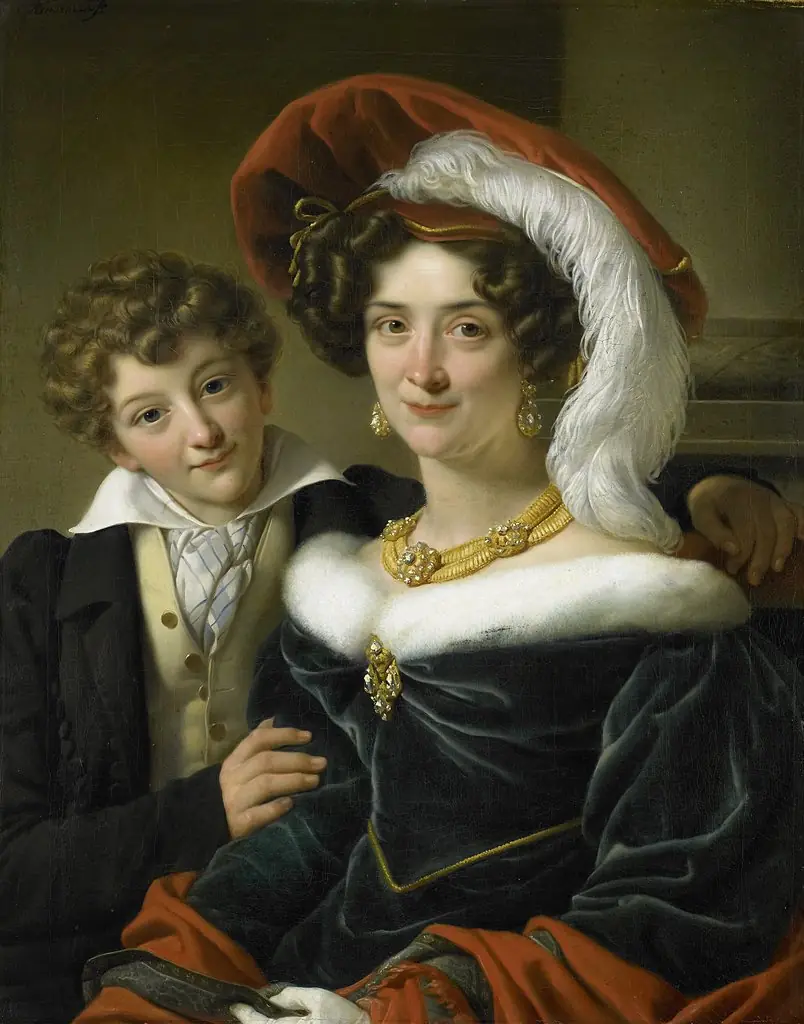 Portrait of Rudolphina Wilhelmina Elizabeth de Sturler, second Wife of Count Johannes van den Bosch with their Son Richard Leeuwenhart