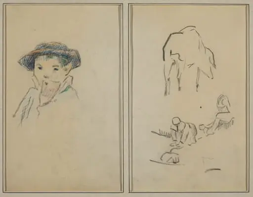 Little Breton Boy; A Pig and a Washerwoman [recto]