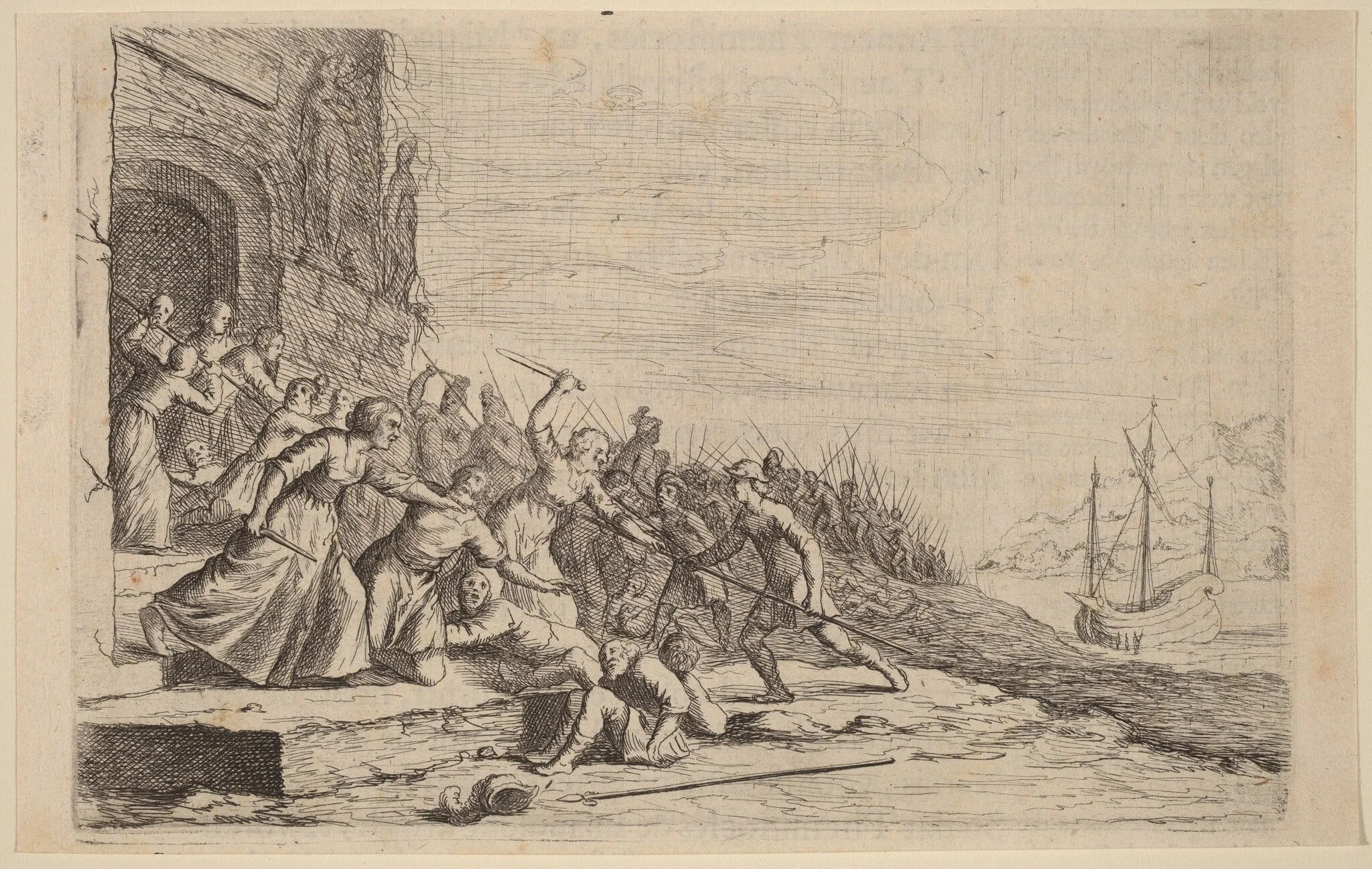 The Followers of Solon Defending the Temple of Venus, by Willem Basse, ink, 1634