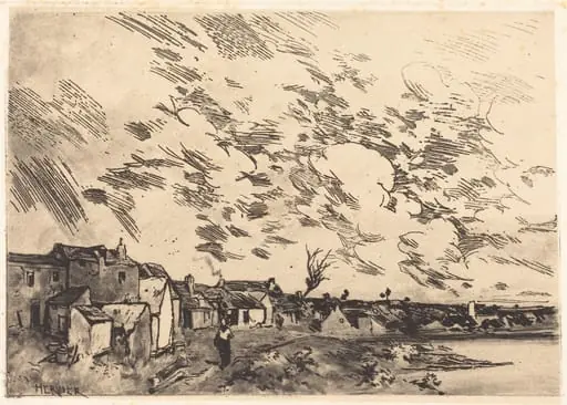 Village sur le bord d'une Riviere