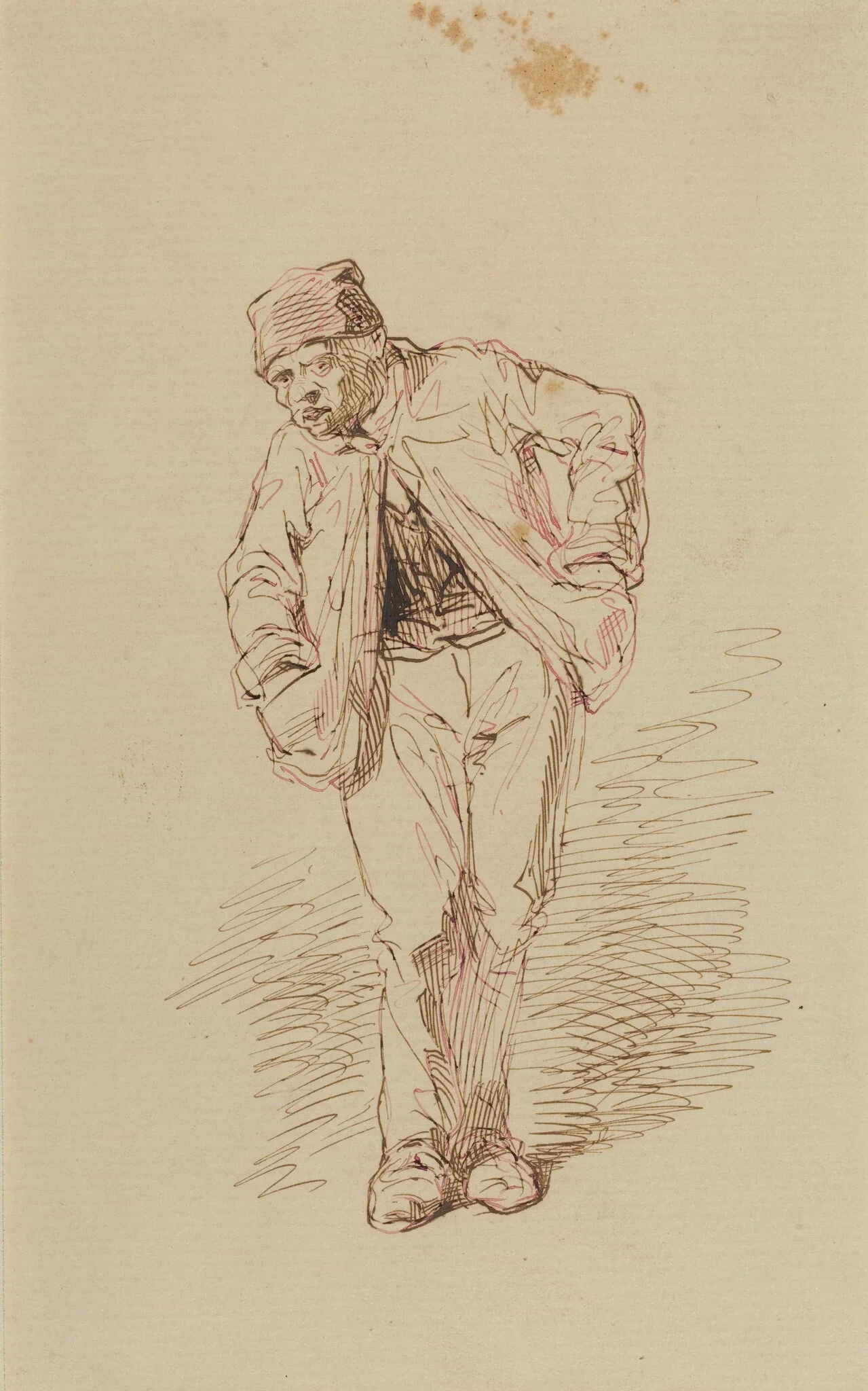 Sketch of a Man, by Paul Gavarni, ink, 1835