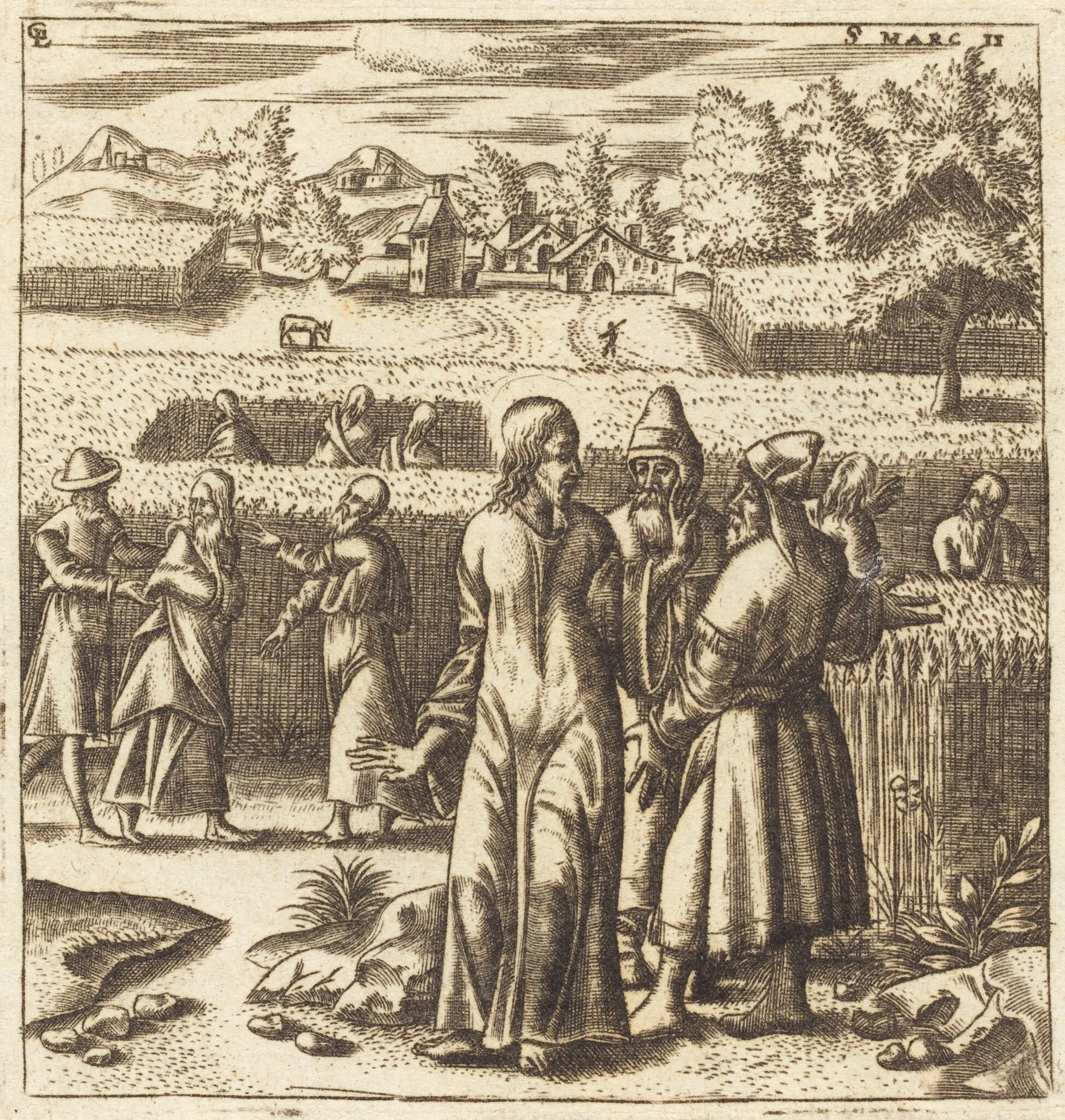 Christ and the Sabbath Laws, by Léonard Gaultier, ink, 1576