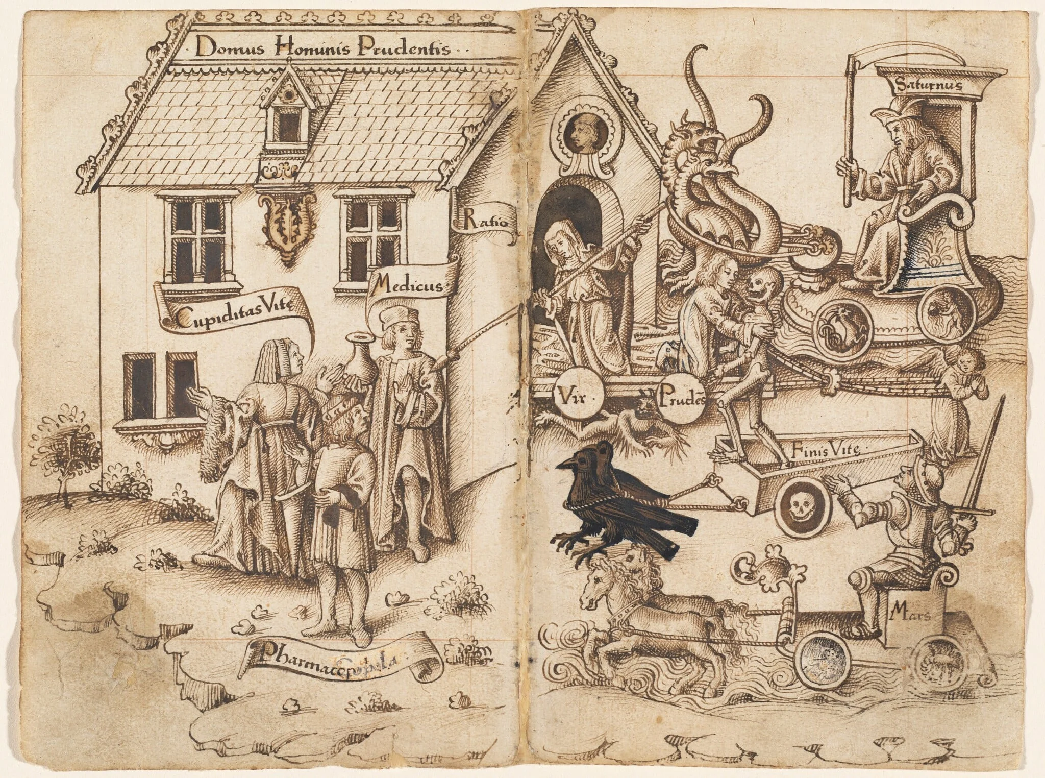 "Do Not Turn Back When You Arrive at the End" [fol. 26 verso / 27 recto], by French early 16th Century, ink, 1513