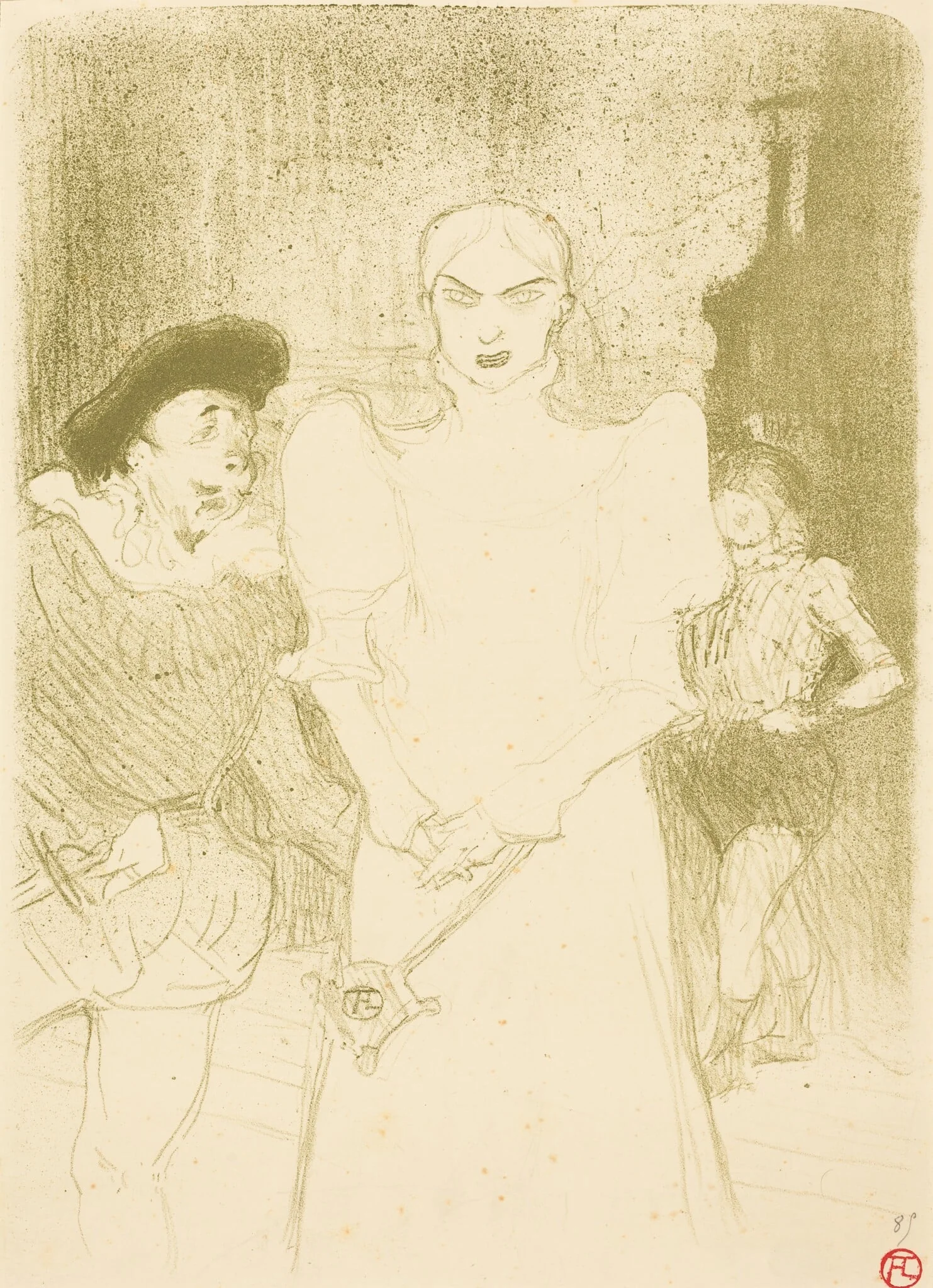At the Opera: Mme. Caron in "Faust" (A l'opéra: Mme. Caron dans "Faust"), by Henri de Toulouse-Lautrec, ink, 1894