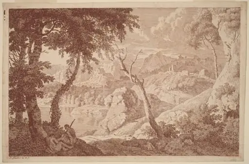 Mountain Landscape with Two Men Resting