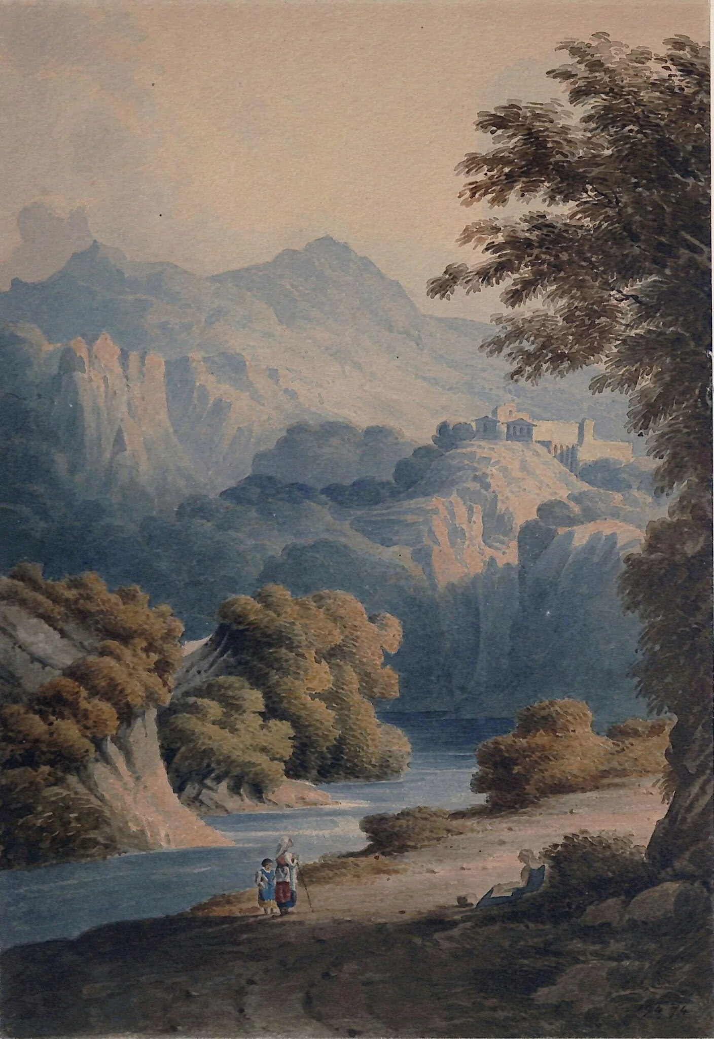 Alpine landscape, by Cornelius Varley, watercolor, 1800