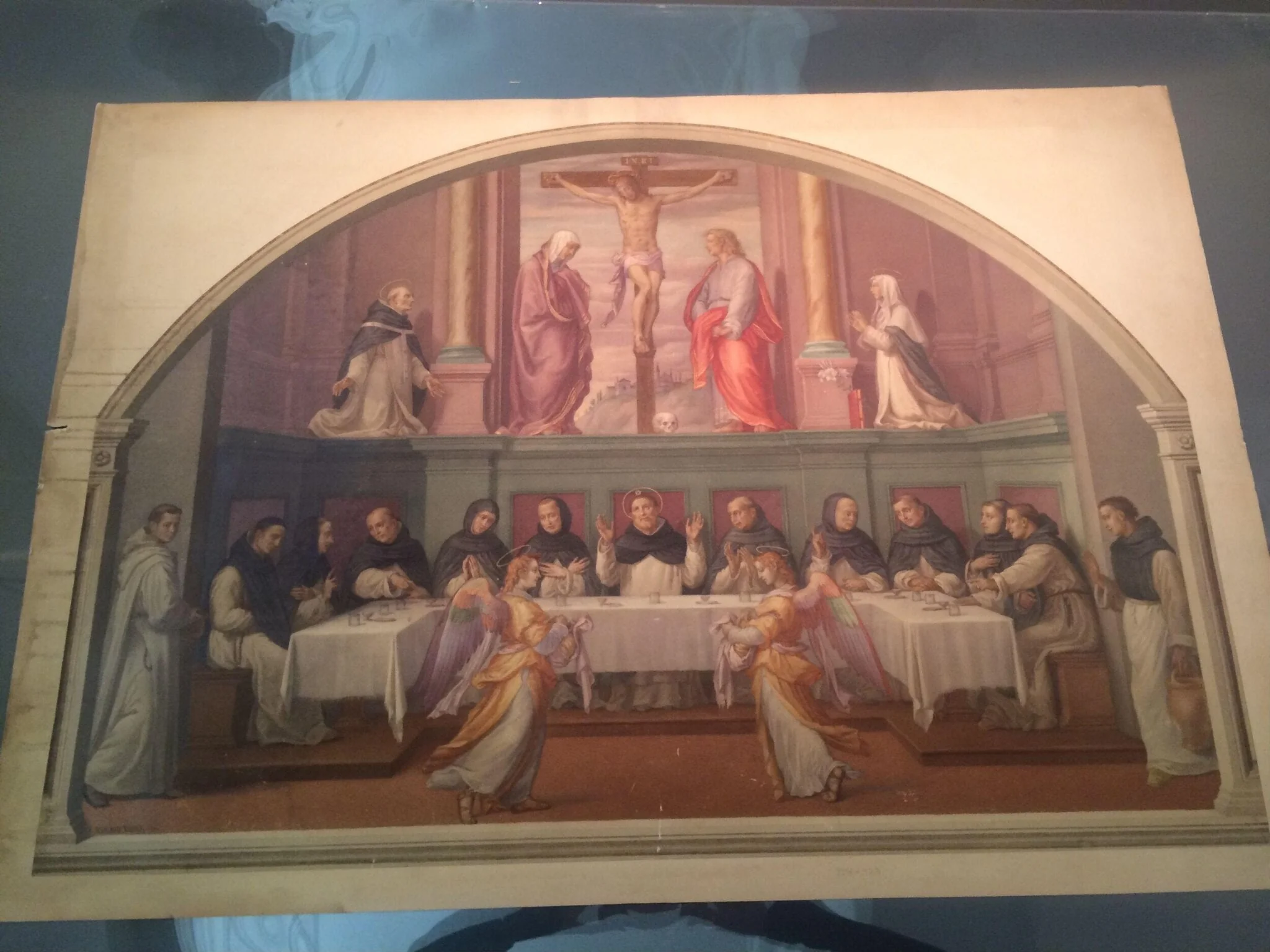Watercolour, copy after Supper of St Dominic and Crucifixion with Saints, Giovanni Antonio Sogliani in the Convent of San Marco (Florence), by Giovanni Antonio Sogliani, watercolor, 1850