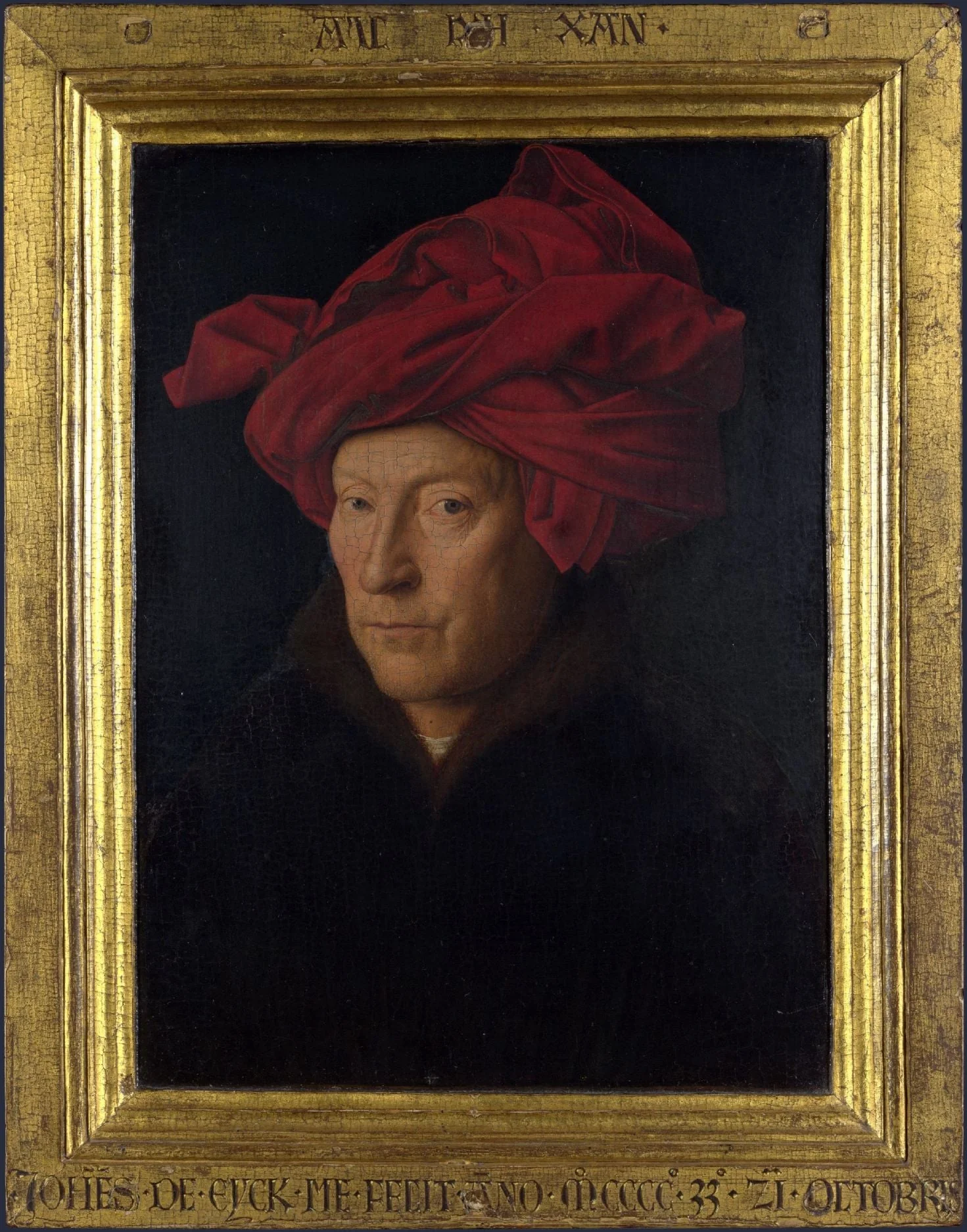 Portrait of a man in a turban (self-portrait?), by Jan van Eyck, unspecified, 1433