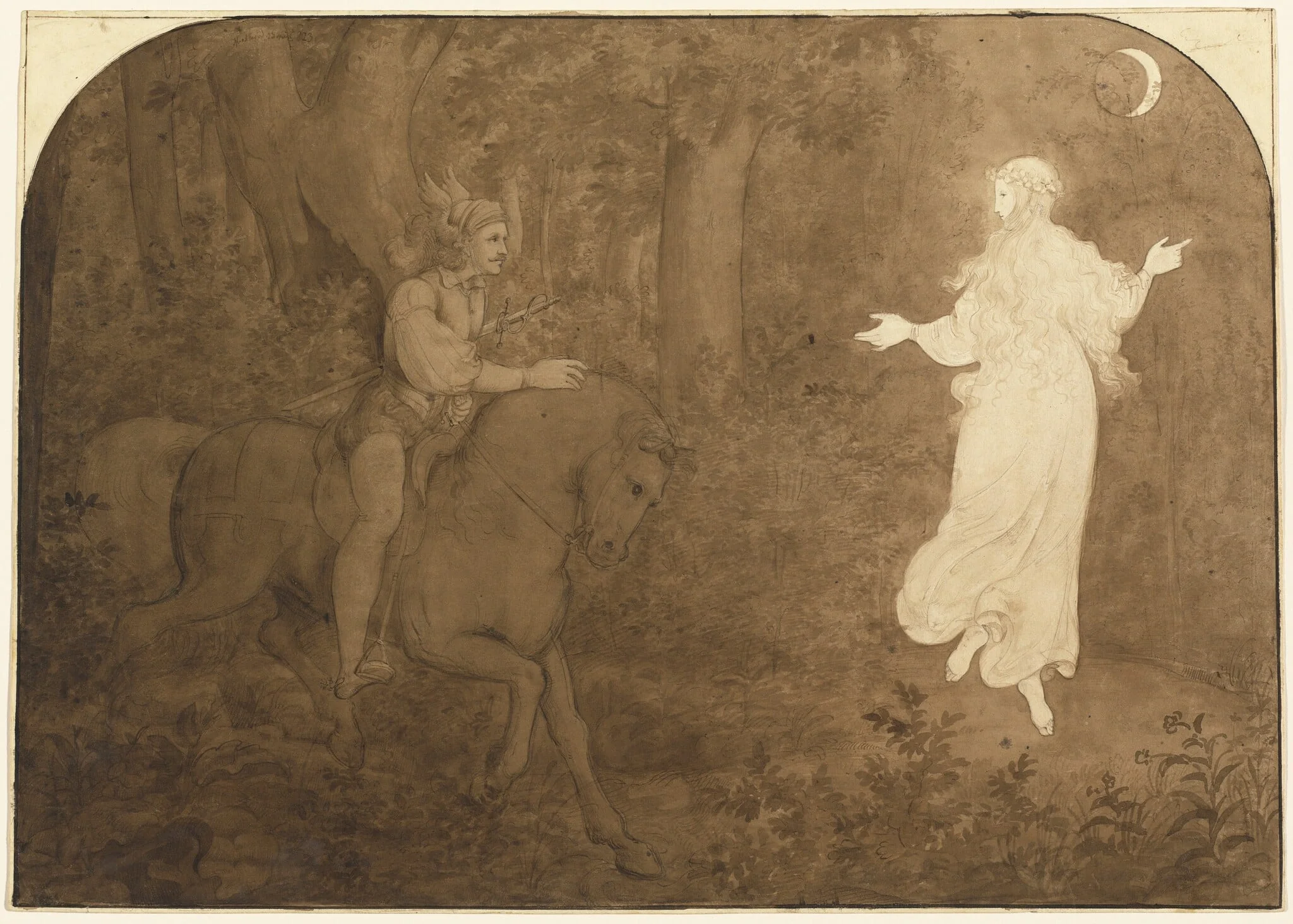 The Apparition in the Forest, by Moritz von Schwind, paint, 1823