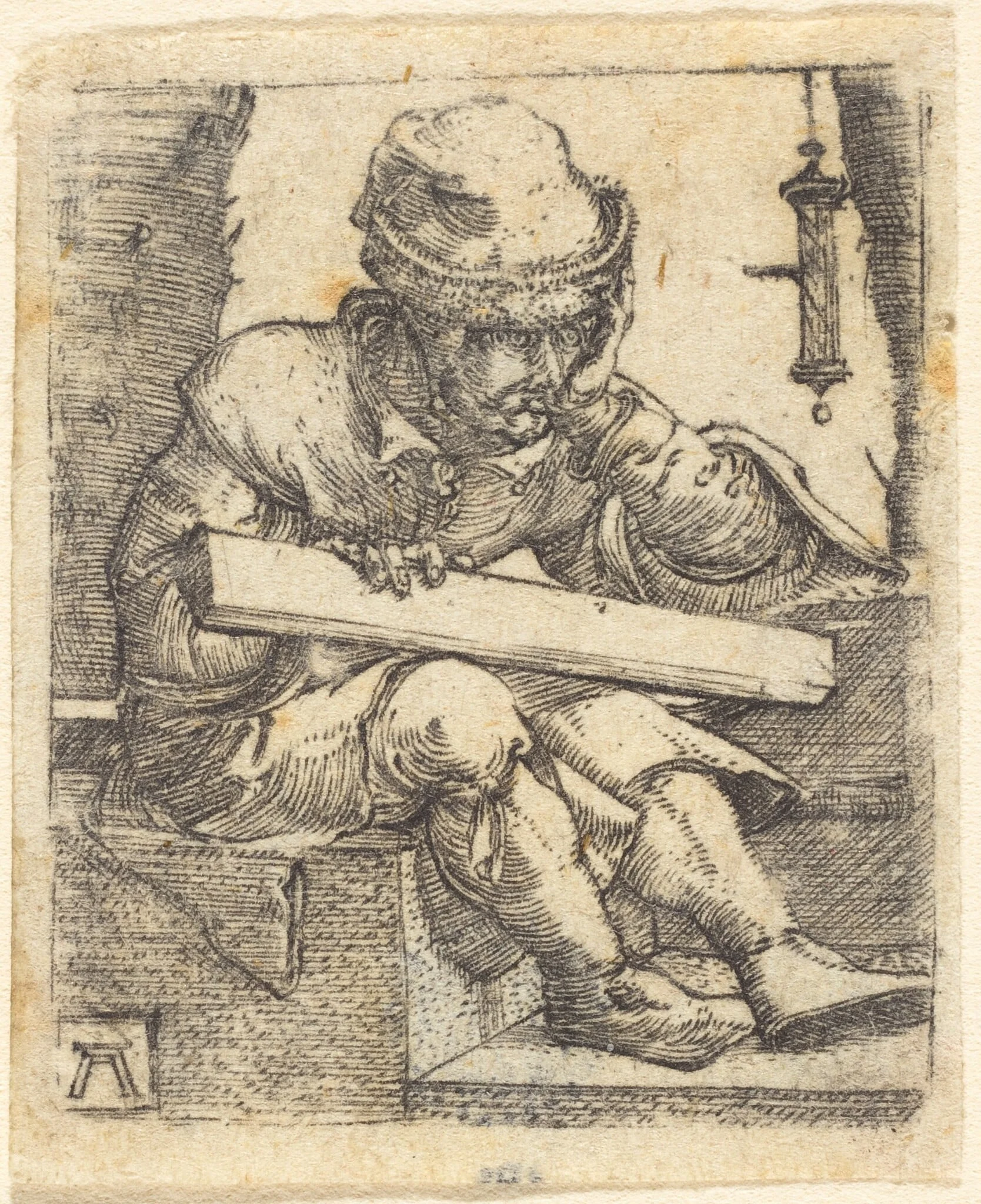 The Pensive Carpenter, by Albrecht Altdorfer, ink, 1525