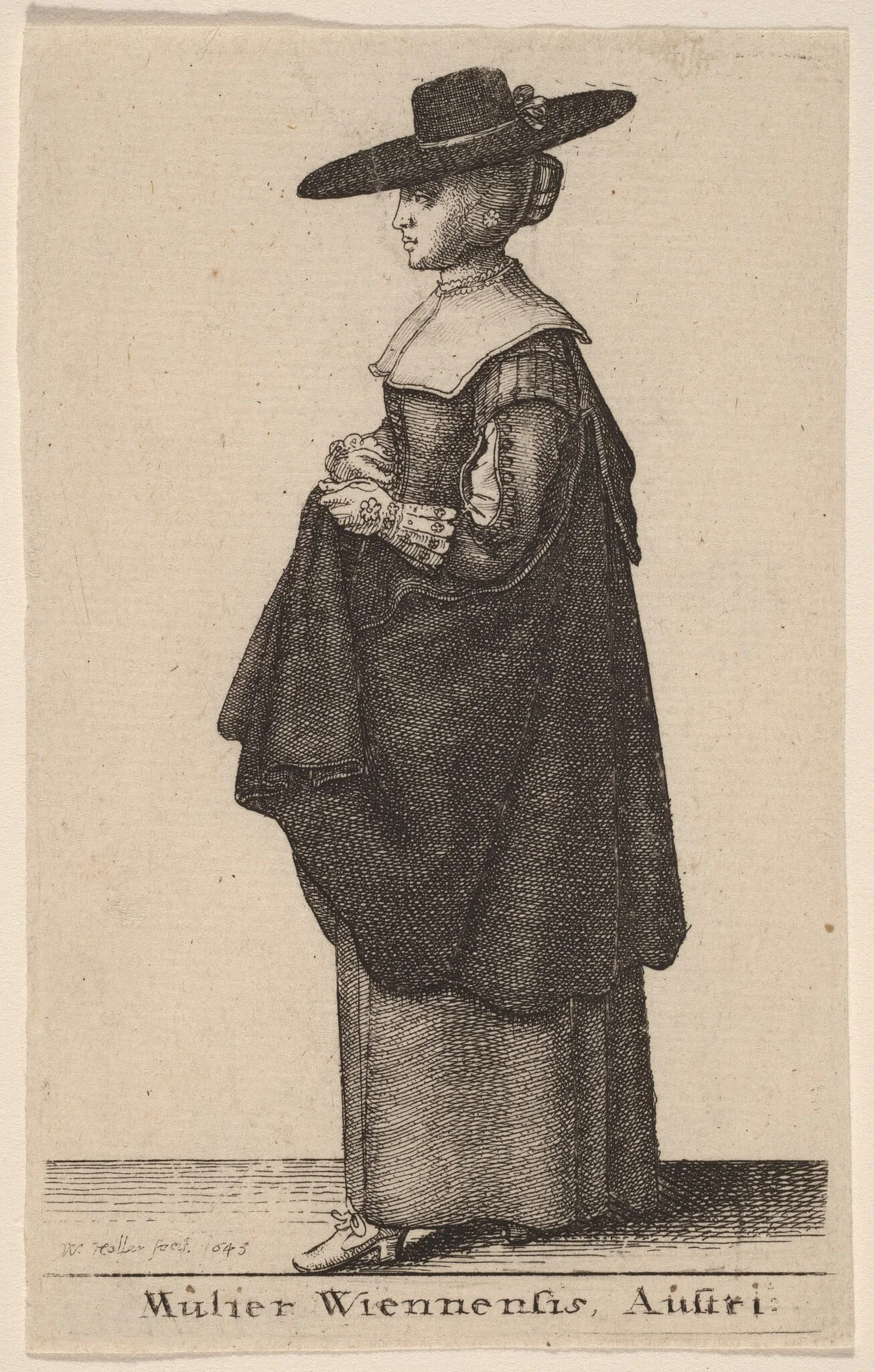Mulier Wiennensis Austri, by Wenceslaus Hollar, ink, 1643