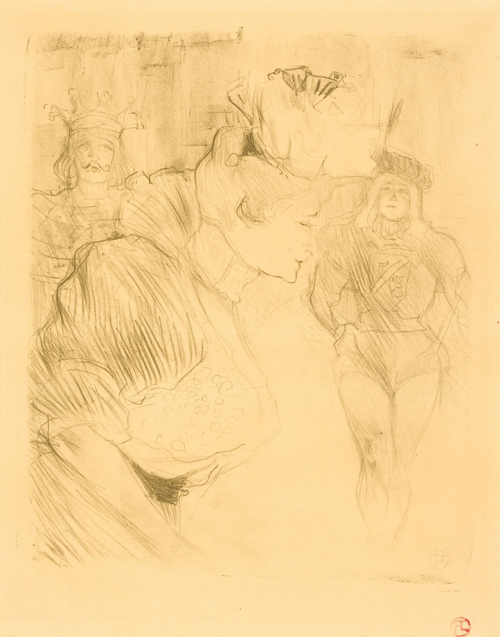 Lender Bowing (Lender saluant), by Henri de Toulouse-Lautrec, ink, 1895