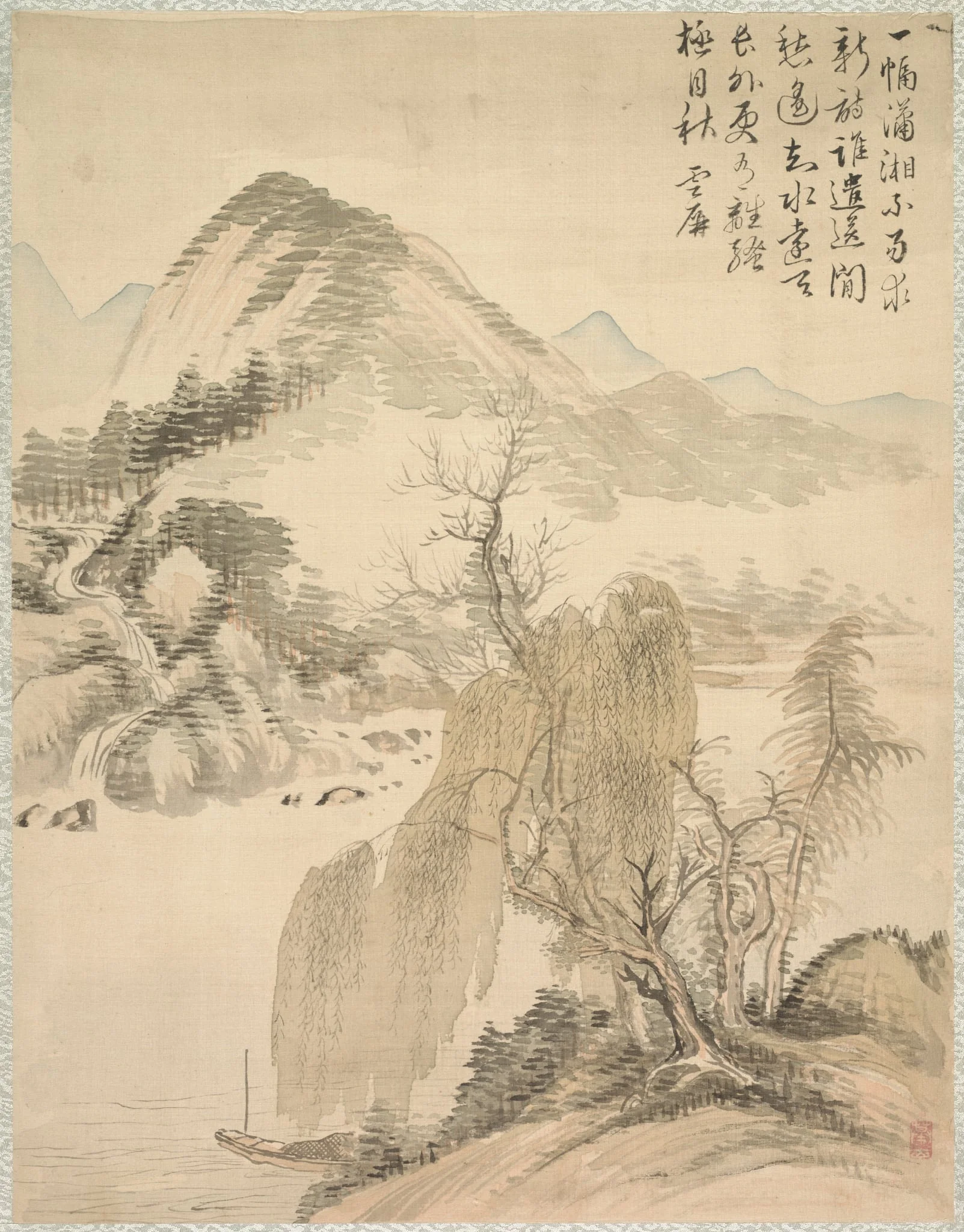 Willow and Waterfall, by Tsubaki Chinzan, 1847