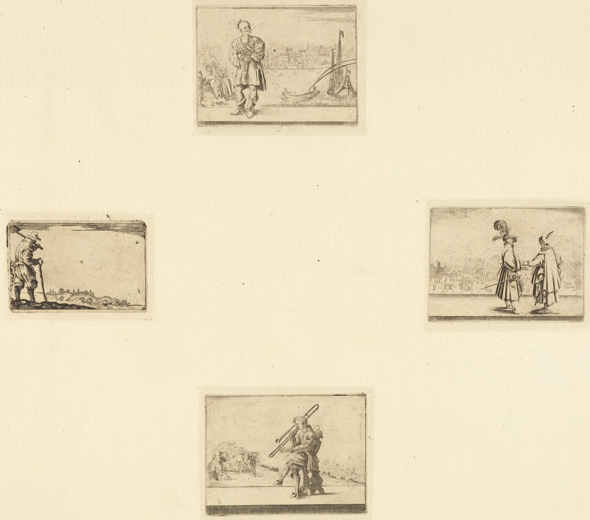 Sheet of Etchings, by French 17th Century, ink, 1601