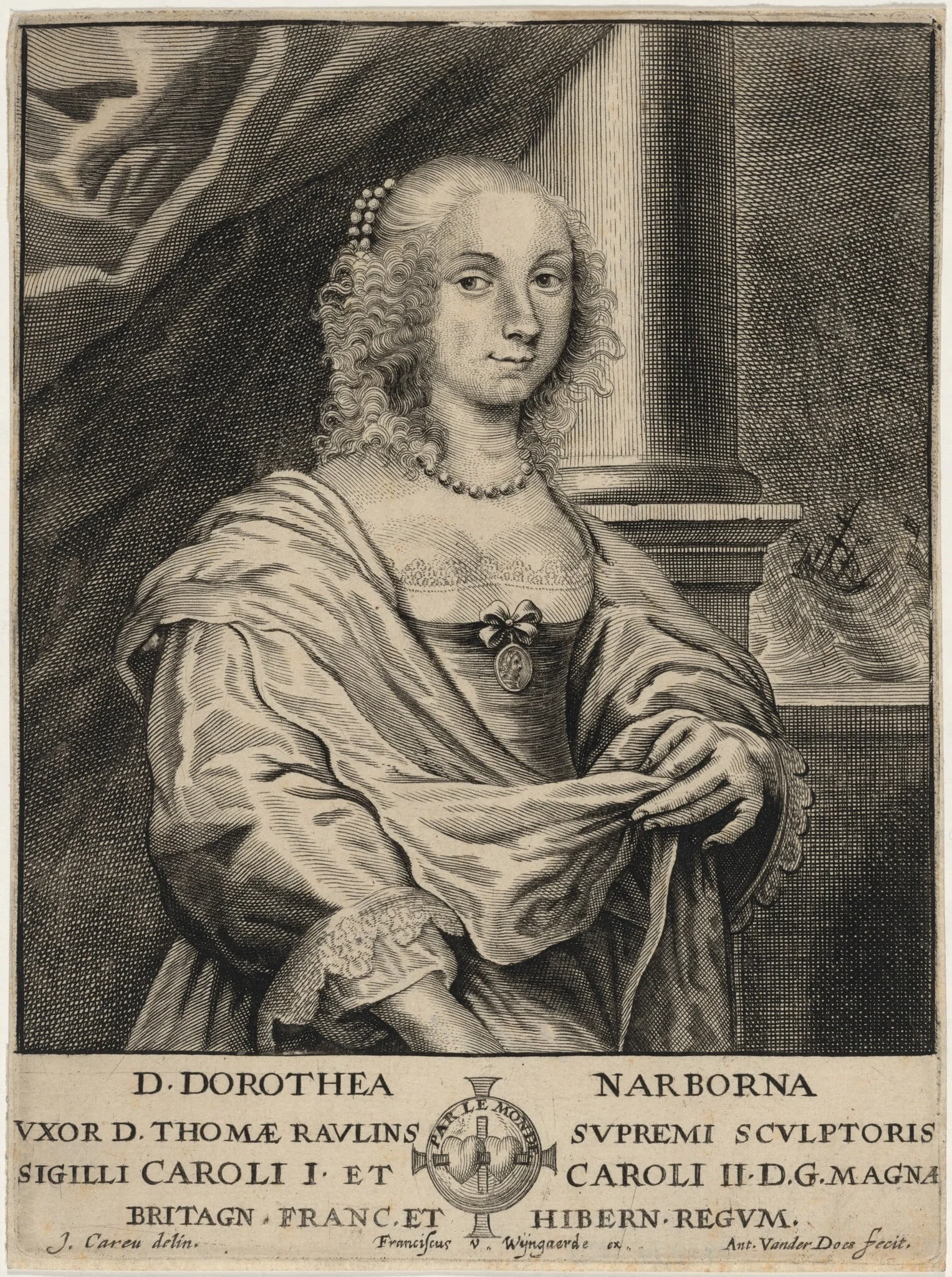 Dorothea Rawlins, by Anthony van der Does, ink, 1644
