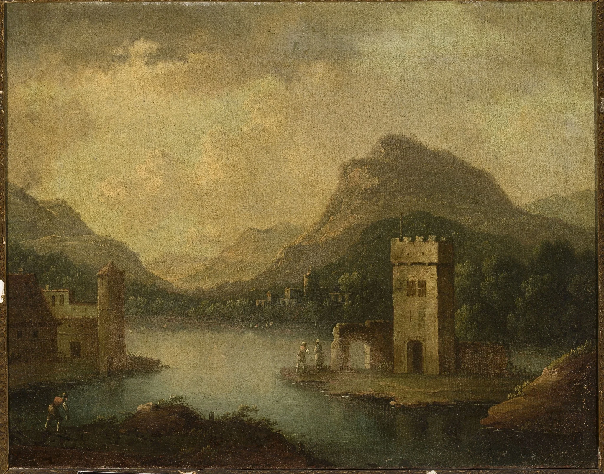 Romantic landscape with architecture