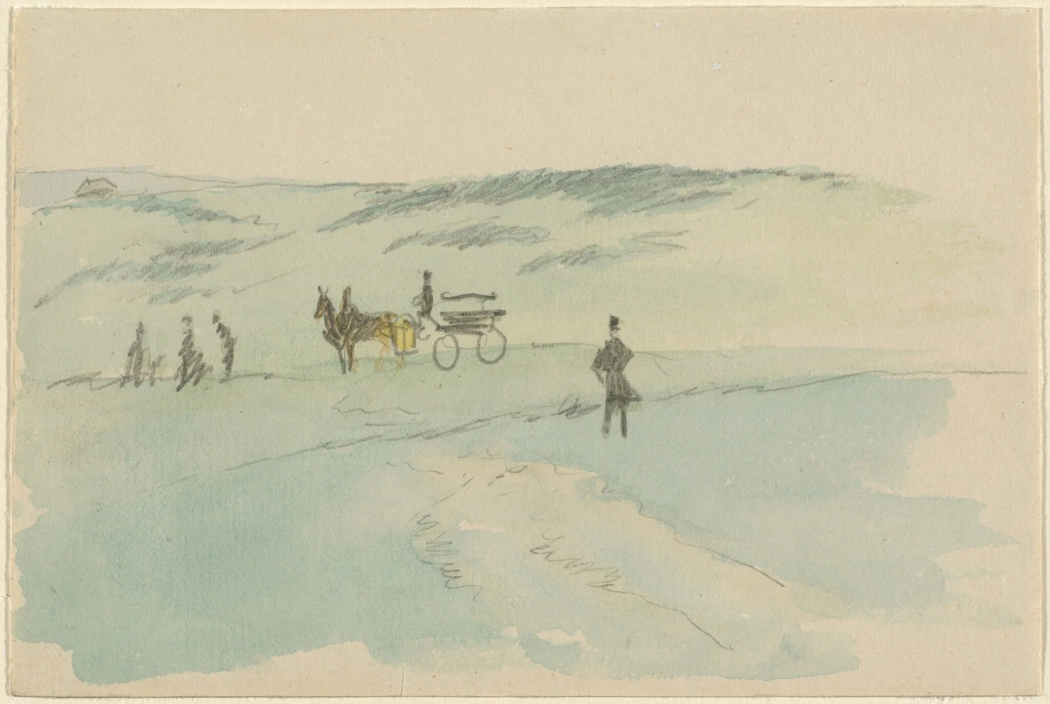 Landscape with Figures and a Carriage, by David, Sir Wilkie, graphite, 1813