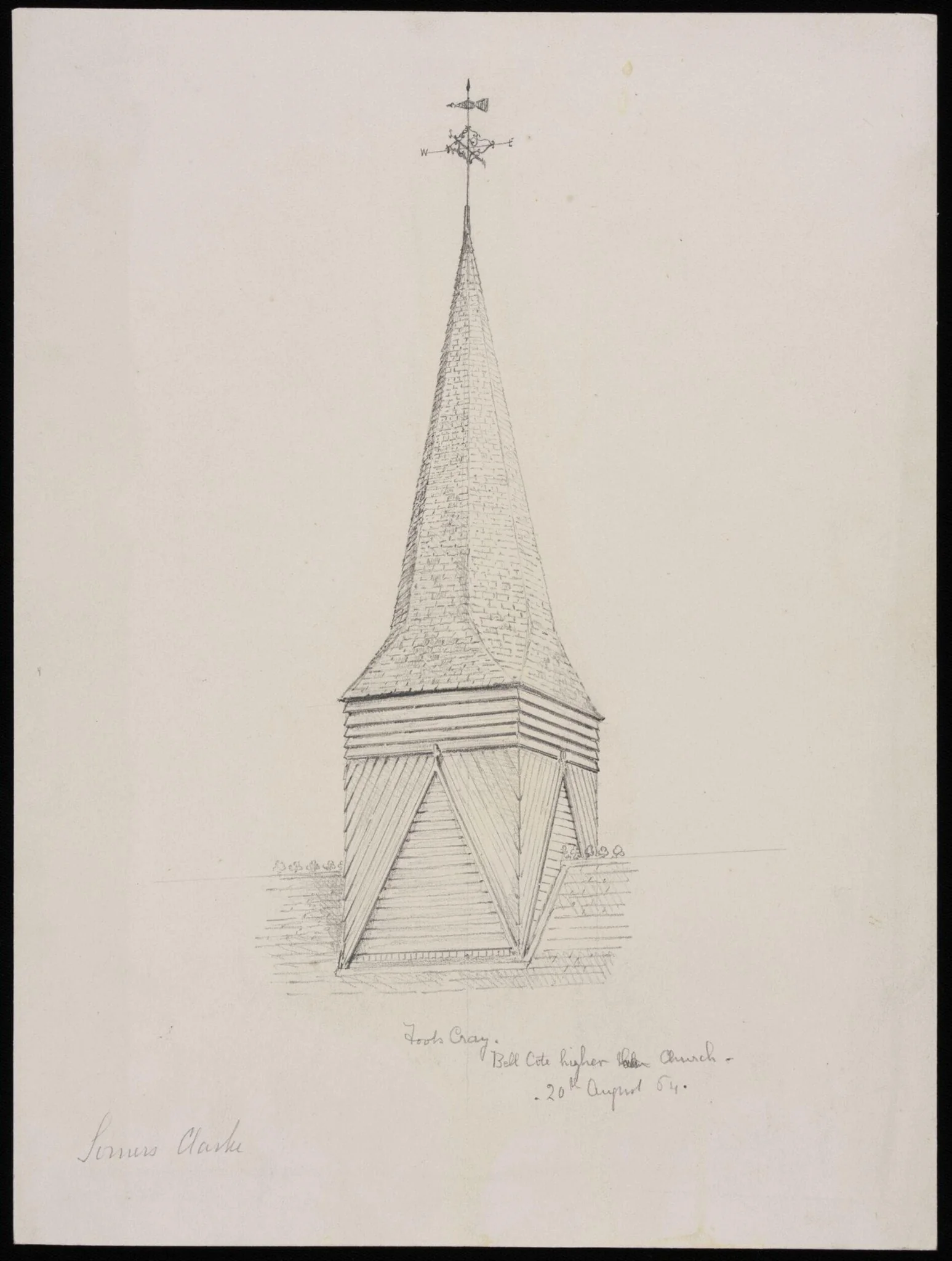 Bell cote, Foot Cray's Church, Kent, by Somers Clarke, 14