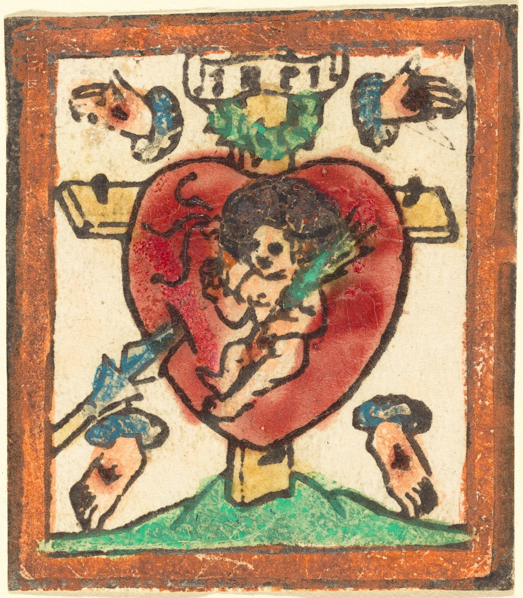 Christ Child in the Sacred Heart, by German 15th Century, ink, 1478