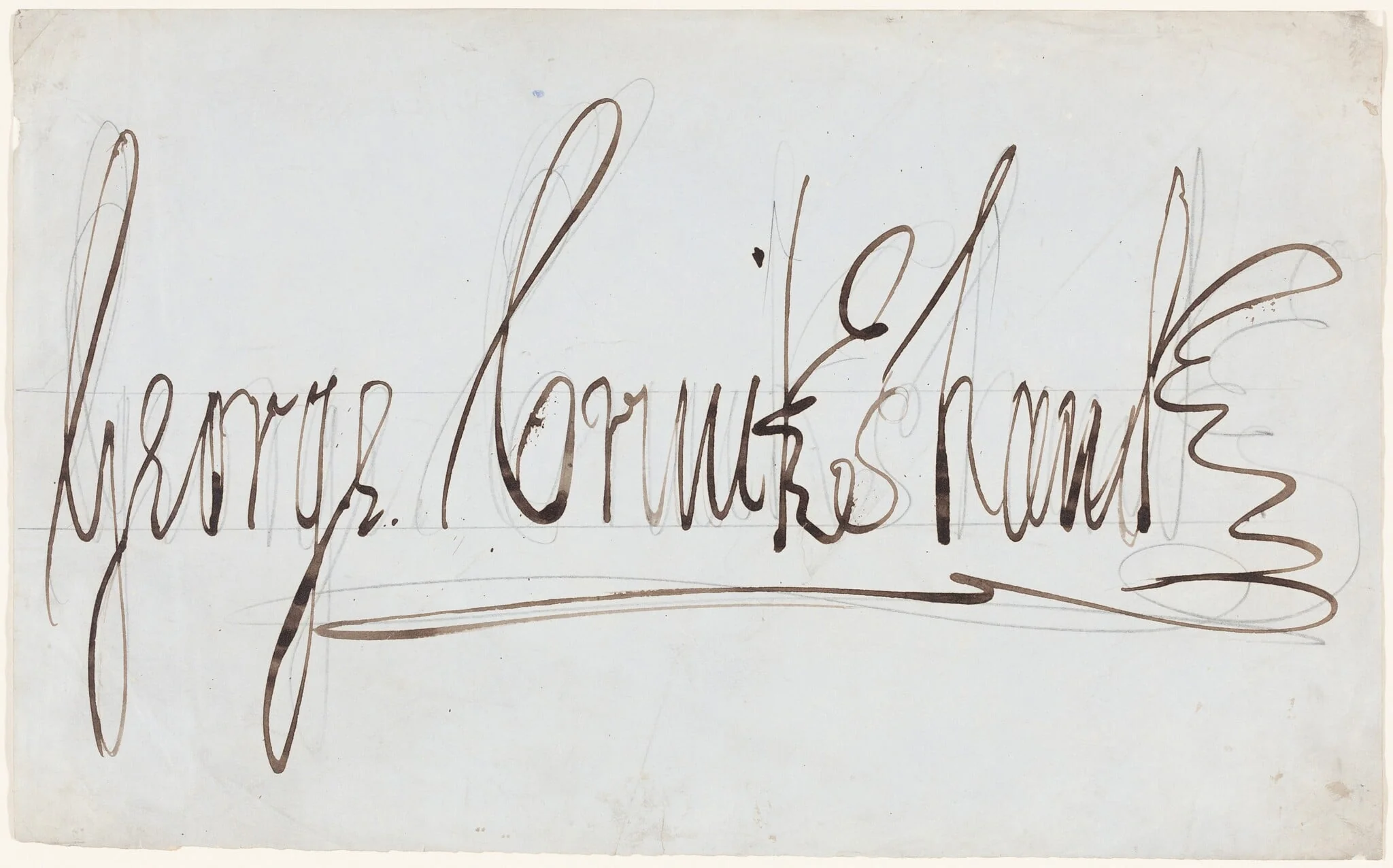 George Cruikshank (decorative signature), by George Cruikshank, graphite, 1835