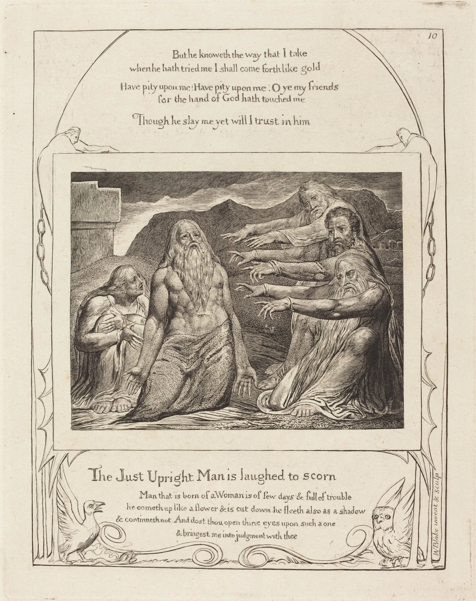 Job Rebuked by His Friends, by William Blake, ink, 1825