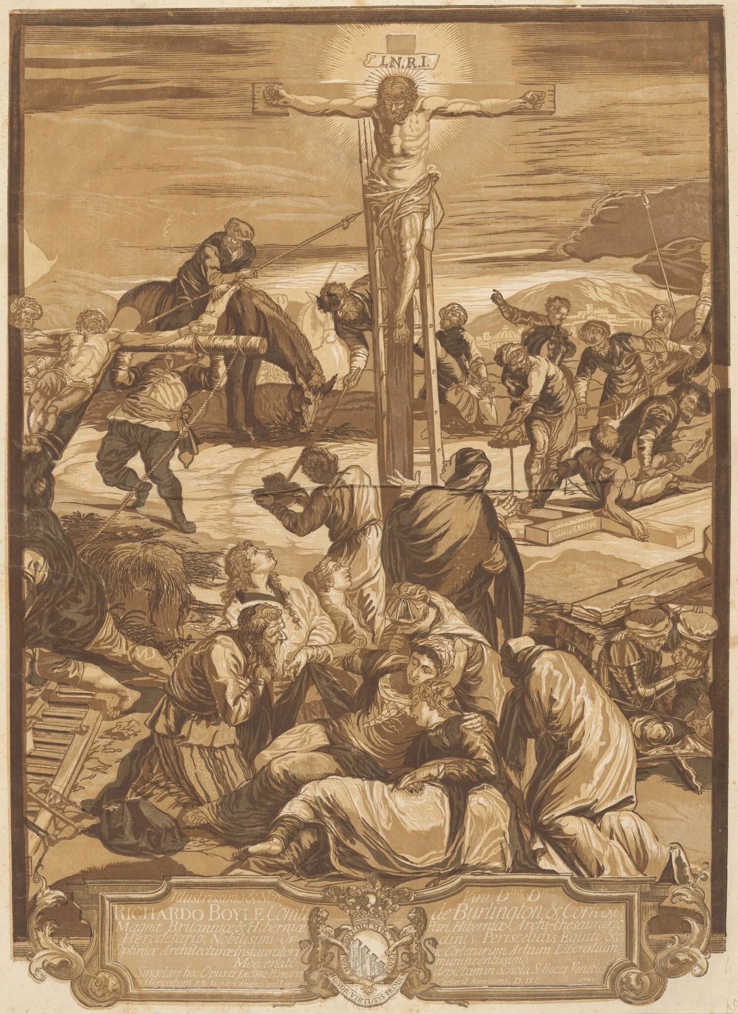 The Crucifixion [Center Panel], by John Baptist Jackson, ink, 1741
