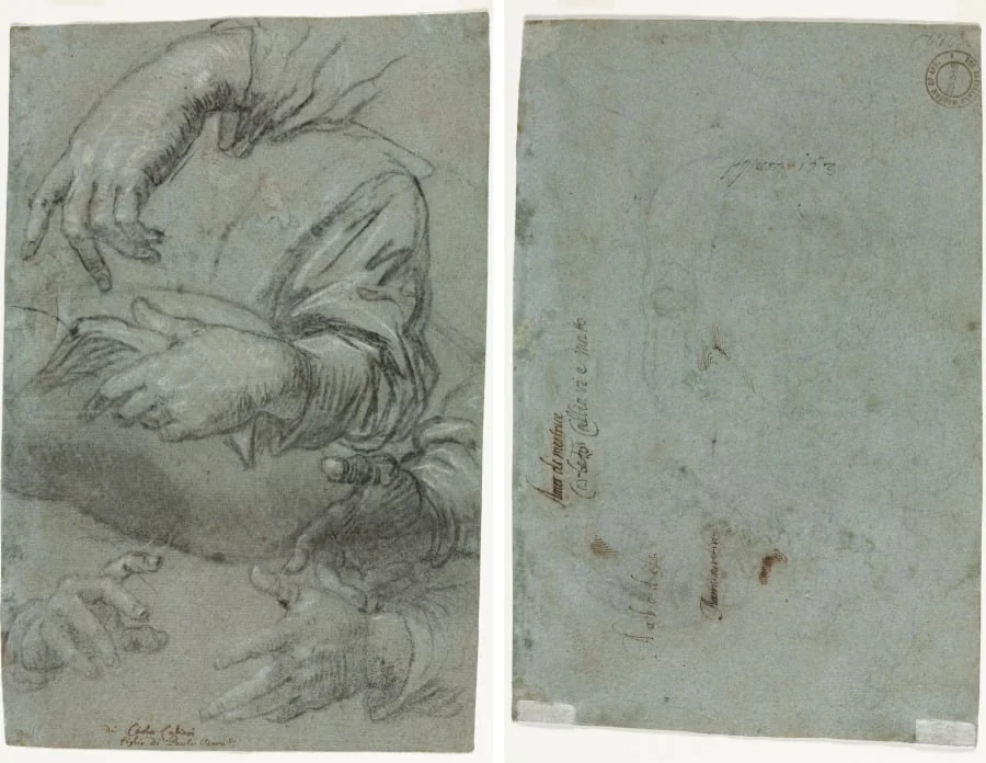 Studies of Hands (recto); Sketch of a Child's Head (verso)
