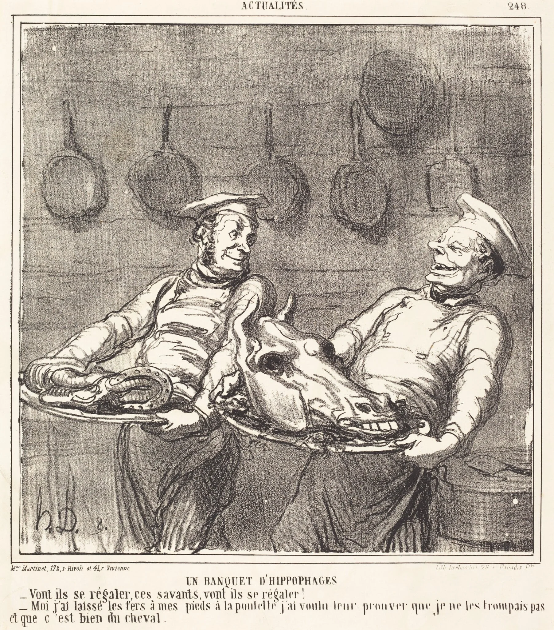 Un Banquet d'hippophages, by Honoré Daumier, ink, 1865