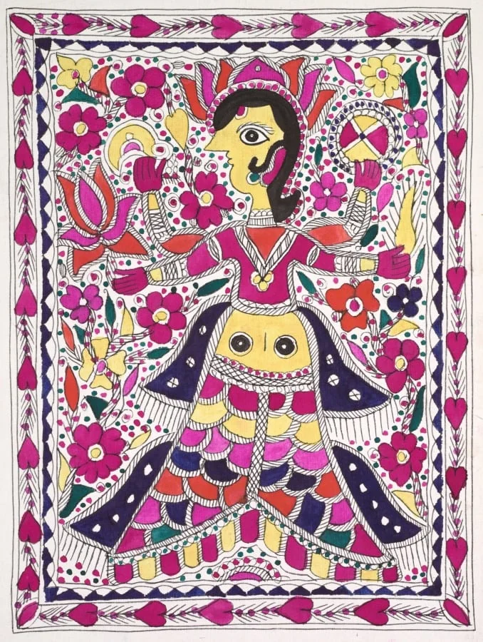 Four-armed goddess, with hearts in margin, by Unknown, unspecified, 1904