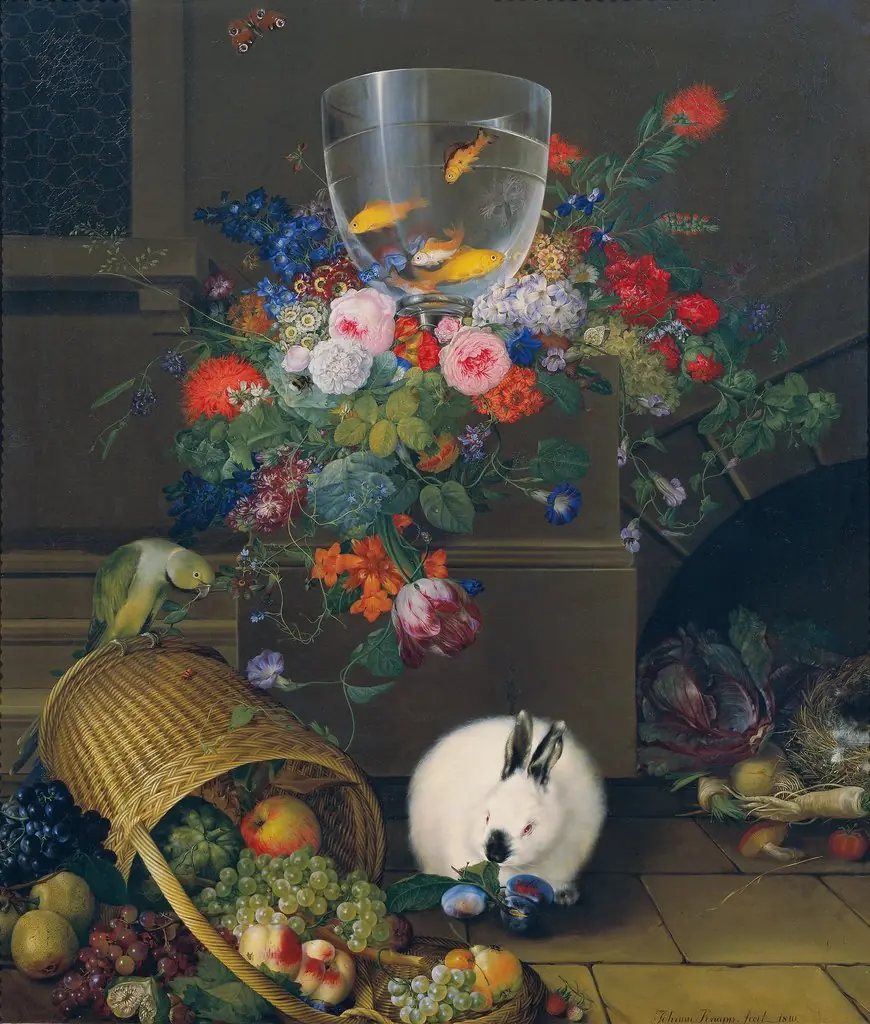 Still-life with a goldfish in a glass
