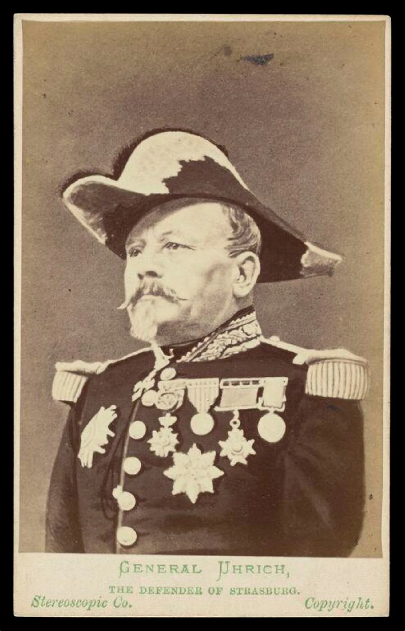 A portrait of 'General Uhrich', by London Stereoscopic and Photographic Company, photographic, 1875