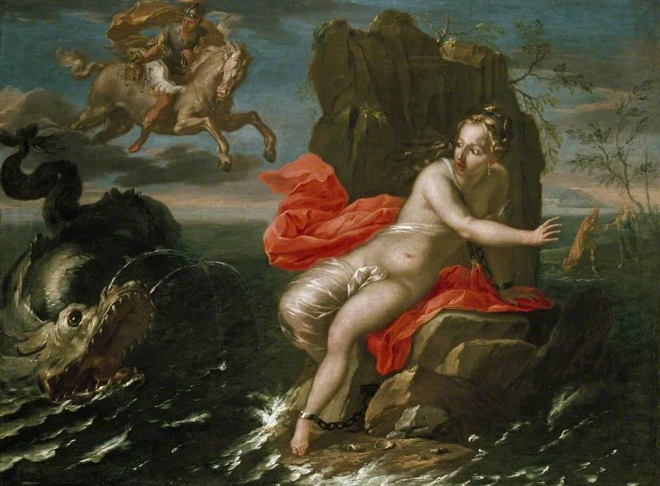 Perseus and Andromeda, by Giacomo Bolognini, oil, 1709