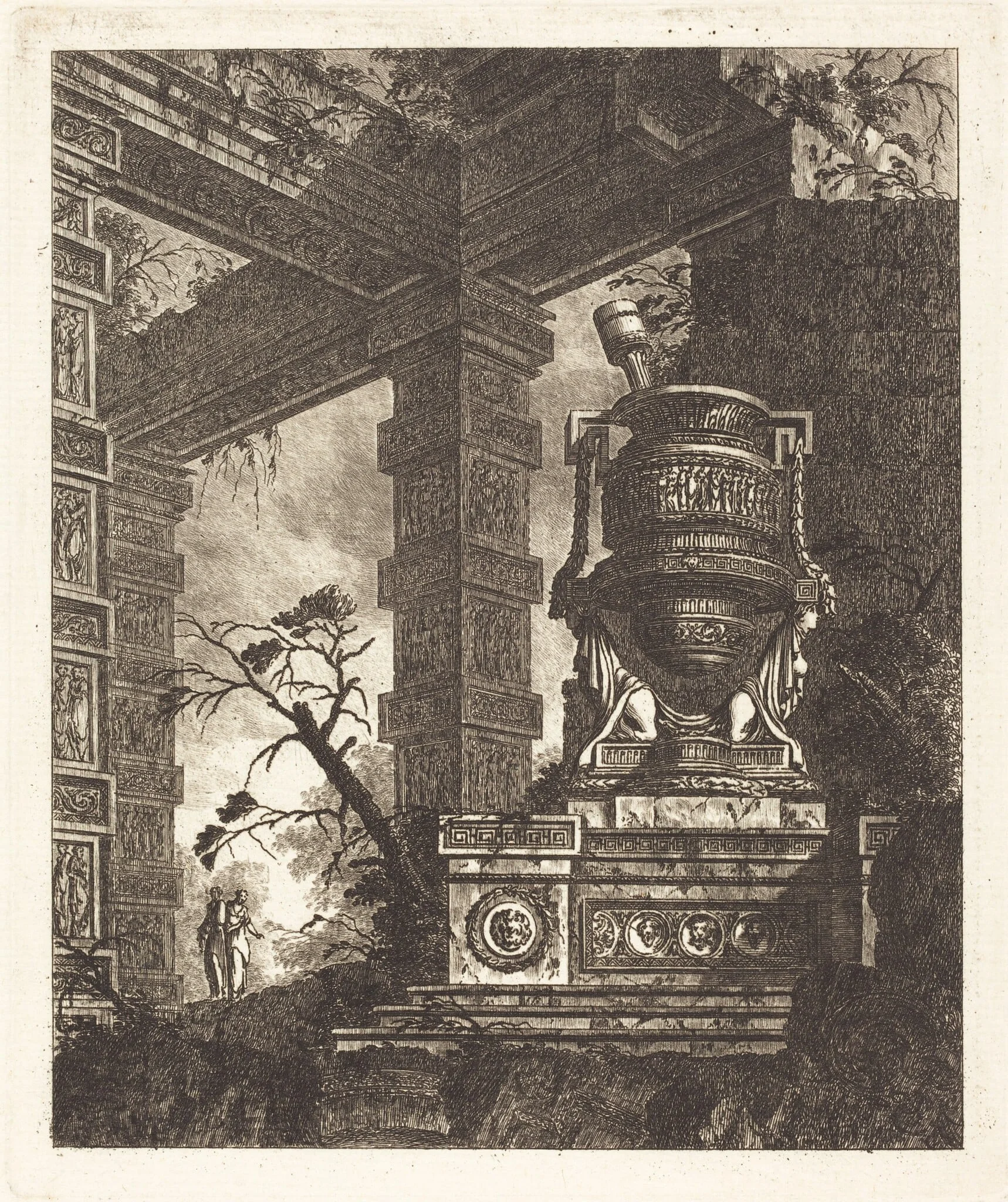 Vase Supported by Two Sphinxes