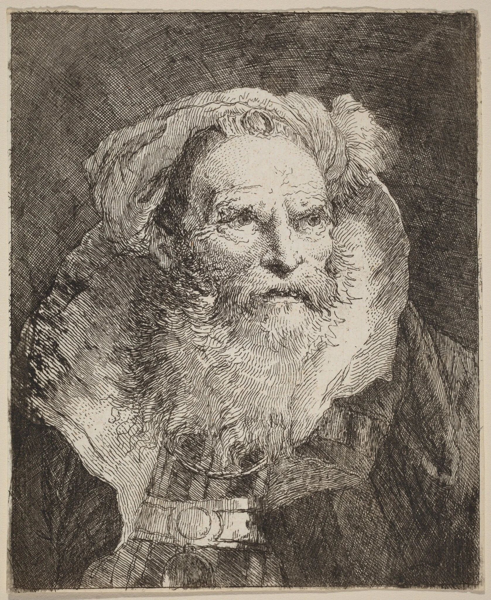 Old Man Meditating, by Giovanni Domenico Tiepolo, ink, 1762